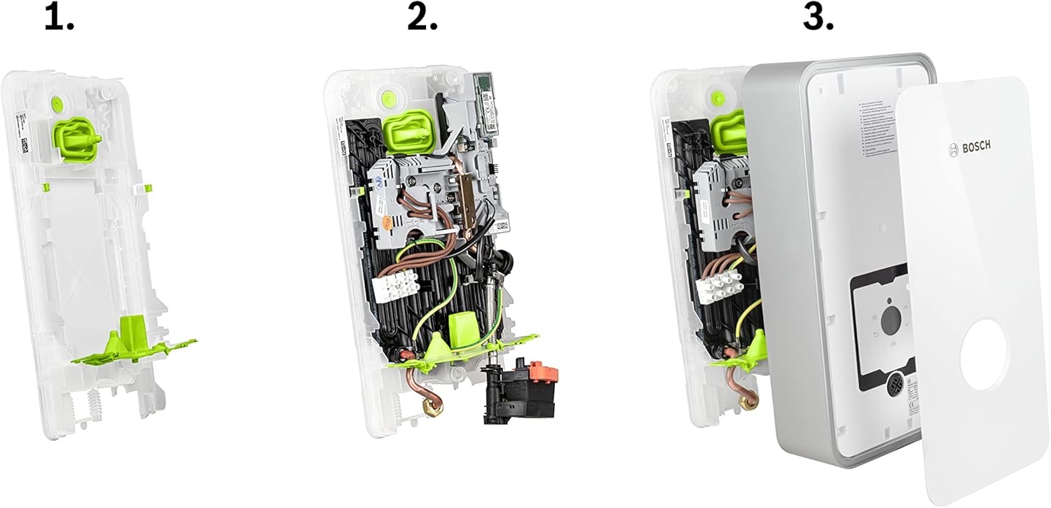 Bosch elektronisch geregelter Durchlauferhitzer Tronic Comfort Plus 15/18/21 kW - Umschaltbar, druckfest, stufenlose Temperaturwahl, moderne Glas-Optik, weiß [Energieklasse A]