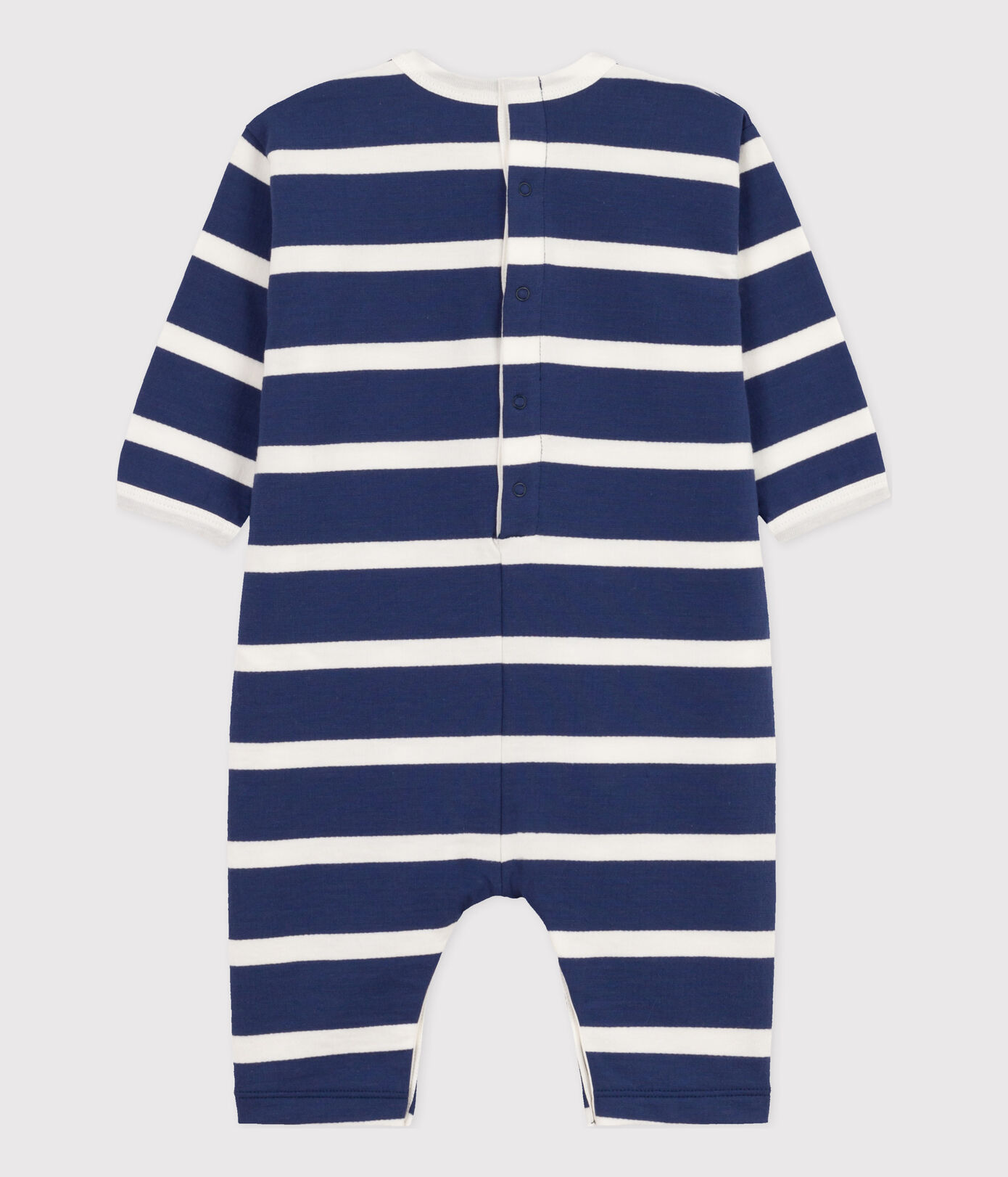 Combinaison longue bébé en molleton rayé