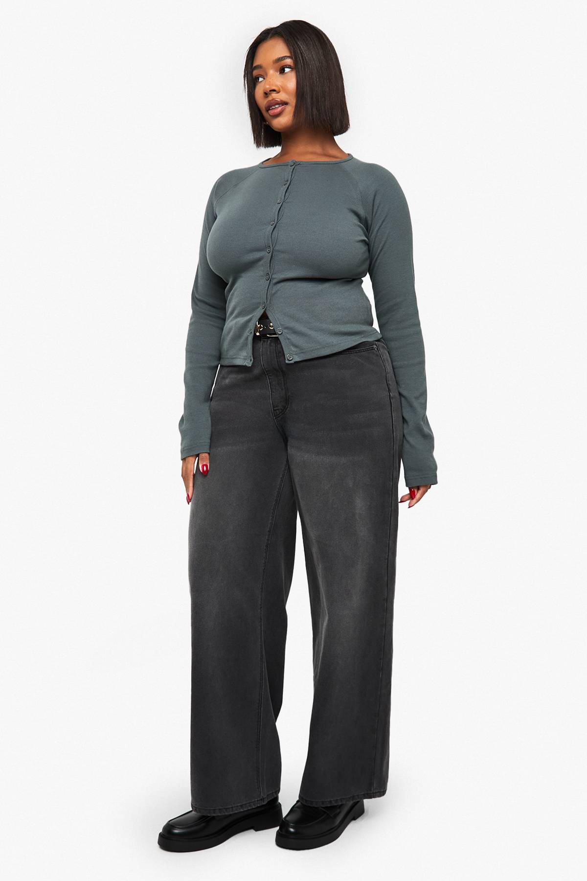 boohoo Jean Plus à coupe ample et taille mi-haute