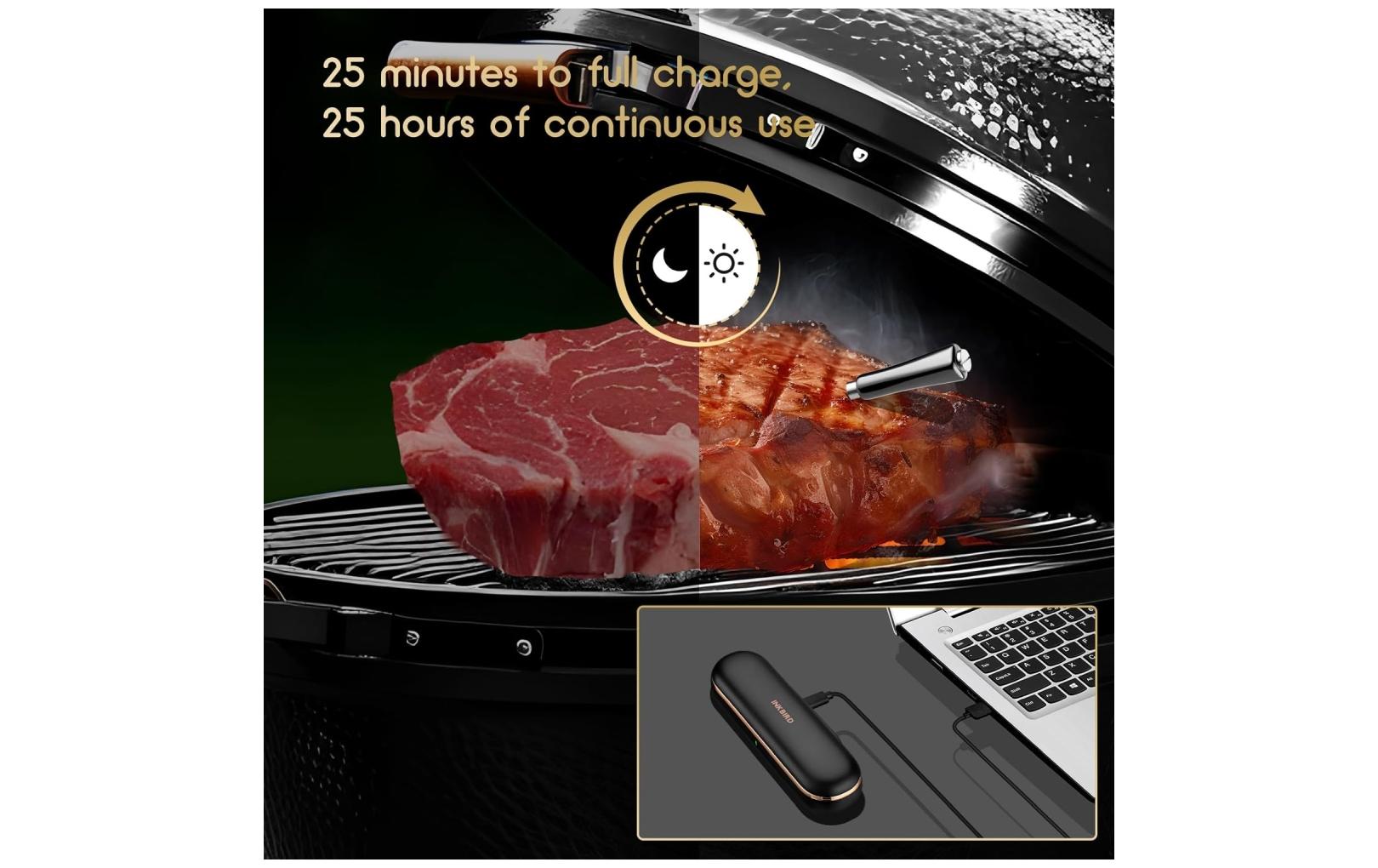 Temperatursonde INT-11-P-BKeine Kabel, keine Unordnung, kein Datenverlust Kabelloses BBQ-Thermometer