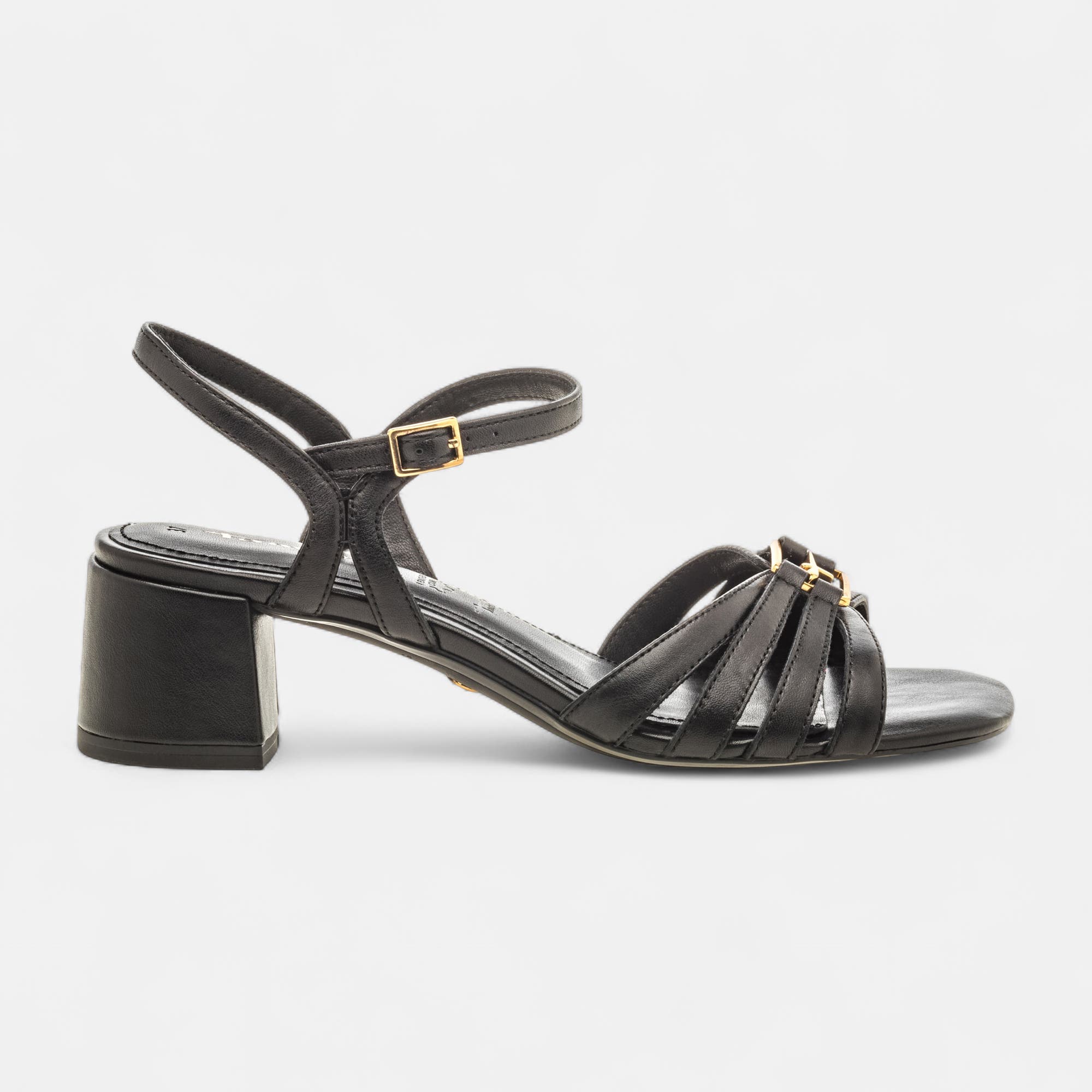 Nu-pieds à talon Femme en cuir noir