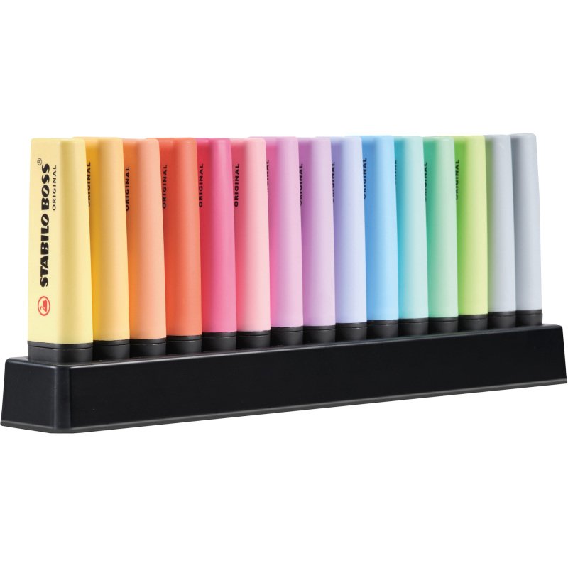 Surligneur Stabilo Boss couleurs pastel assorties - Set de 15