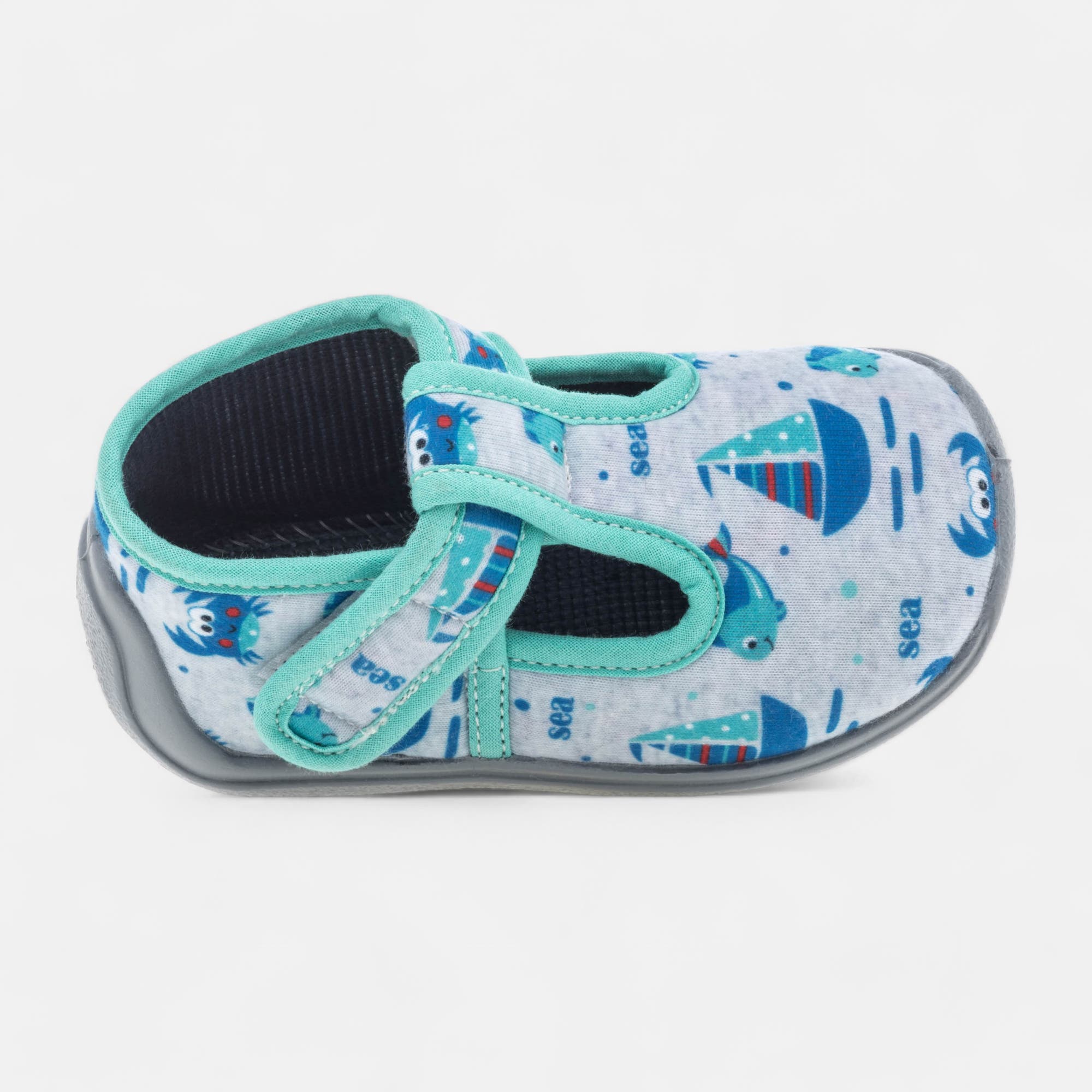 Pantoufles attaches velcros Bébé garçon gris