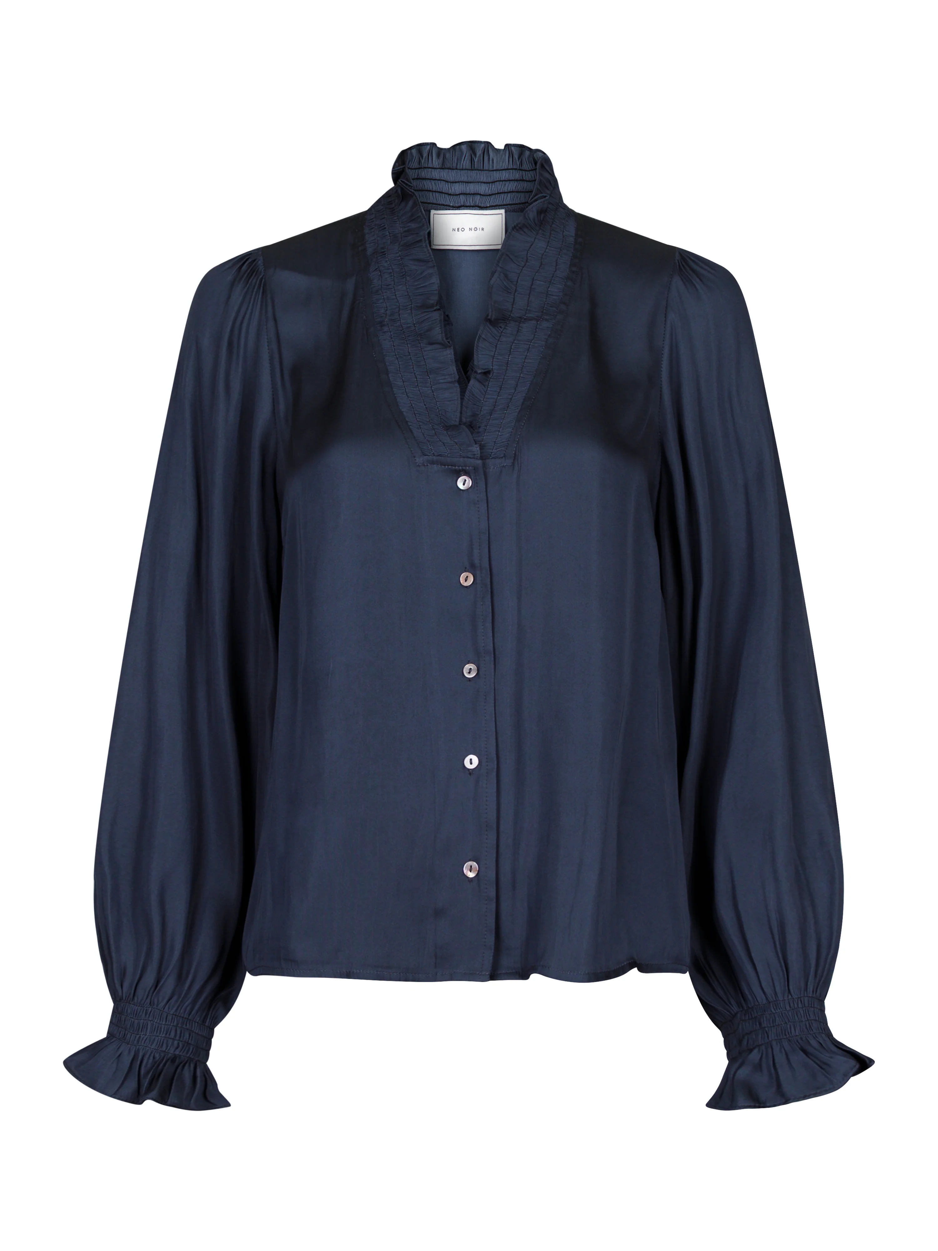 Neo Noir  Brielle Satin bluse - Midnight blue