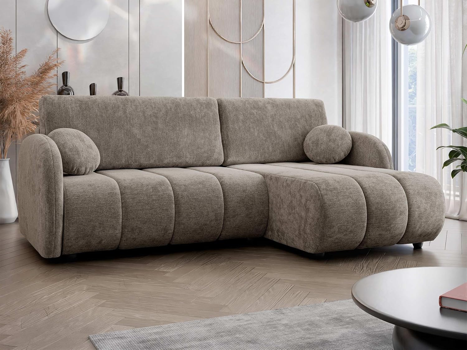 Mirjan24 Ecksofa Zerlita L mit Bettkasten und Schlaffunktion, Freistehendes L-Form Sofa/Couch, Ottomane Universal, Eckcouch mit Bettfunktion, Polsterecke (Sereno 684)