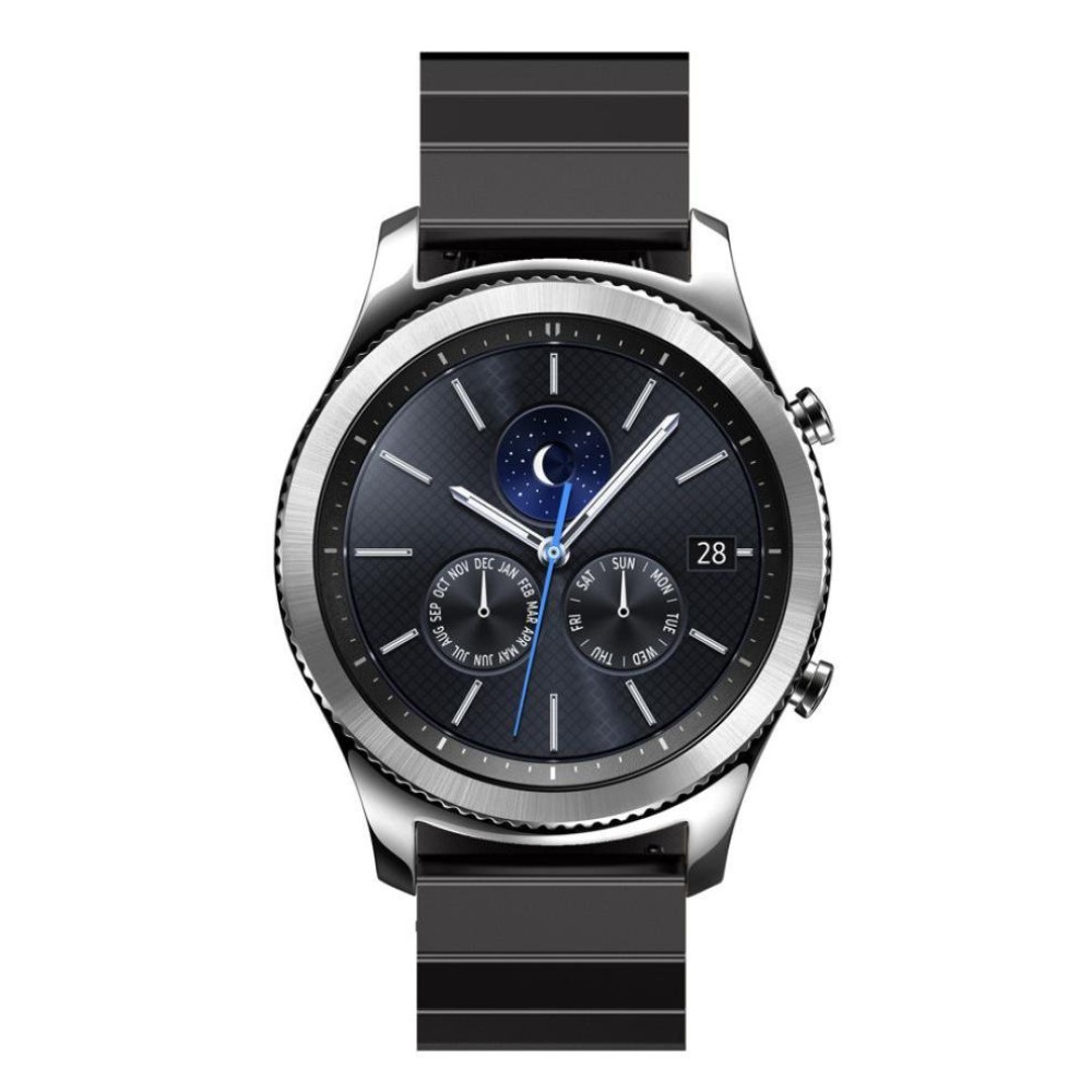 Samsung Galaxy Watch 46mm / Gear S3 Classic / S3 Frontier Edelstahl Armband mit Schnappverschluss - Schwarz