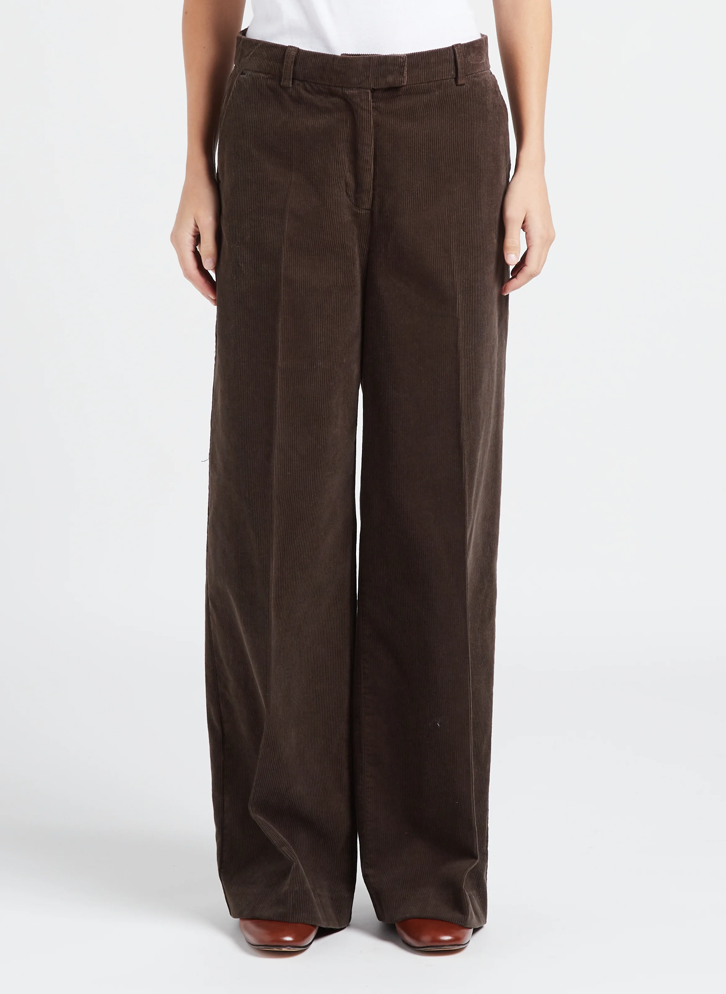 VARSOVIE - Pantalon large en coton | Marron