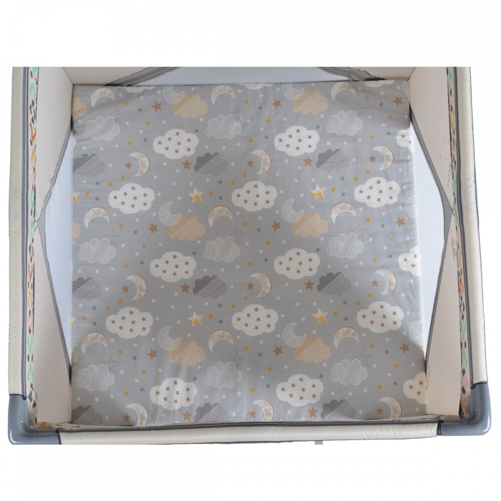 Moni Laufgittermatratze Comfort 88 x 88 x 5 cm, Babybettmatratze, Bezug waschbar grau