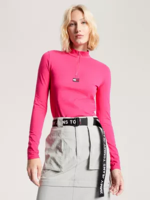 Blusa de gola alta com zíper e modelagem justa