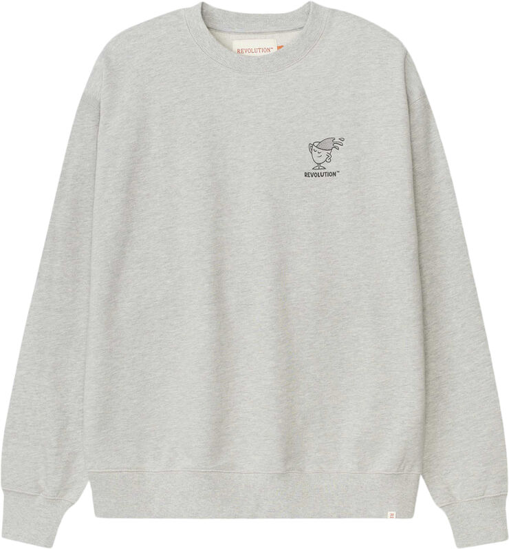 RVLT - Revolution Printed Crewneck Grey-melange