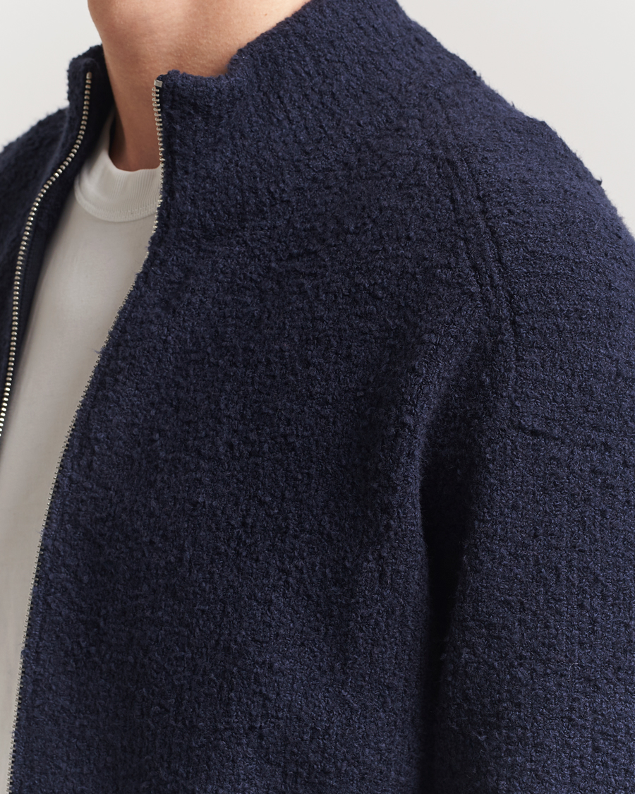 Filippa K Bouclé Knitted Full Zip Navy