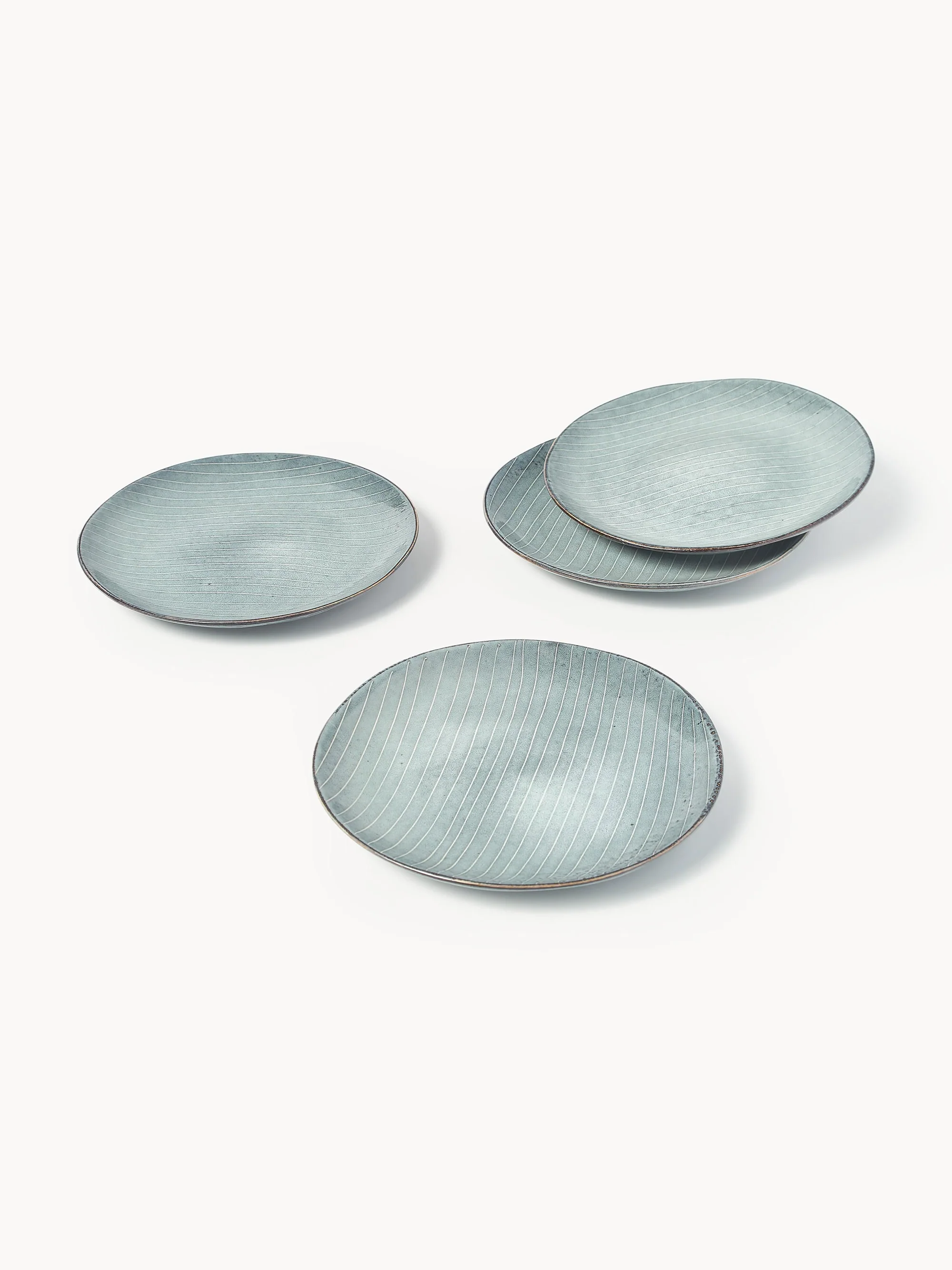 Handgemaakt ontbijtbord Nordic Sea, 4 stuks