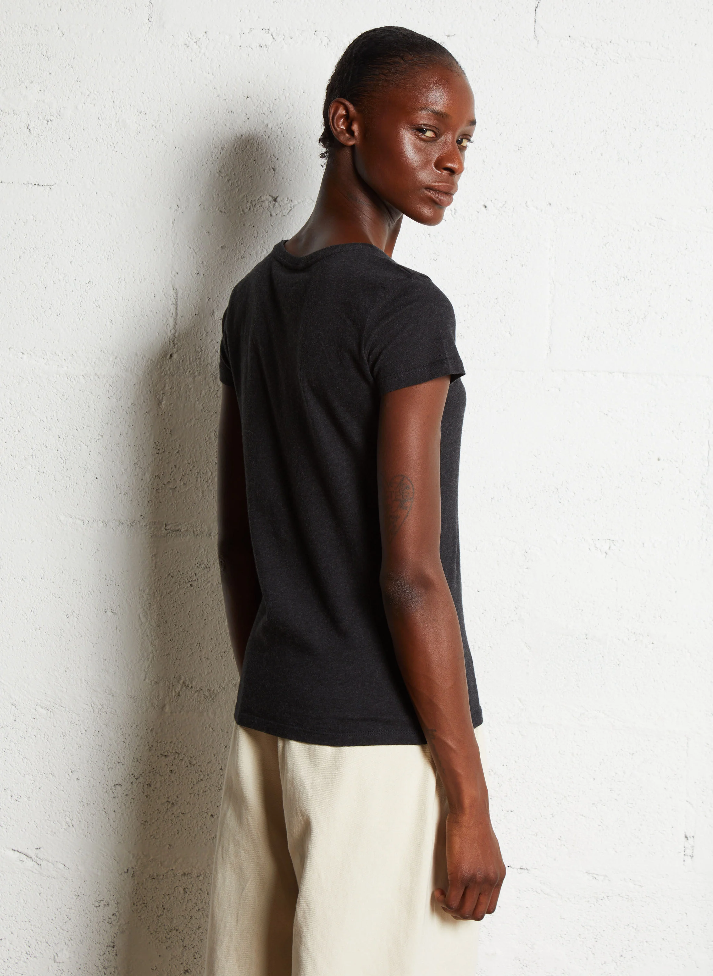 Tee-shirt col rond en coton | Noir