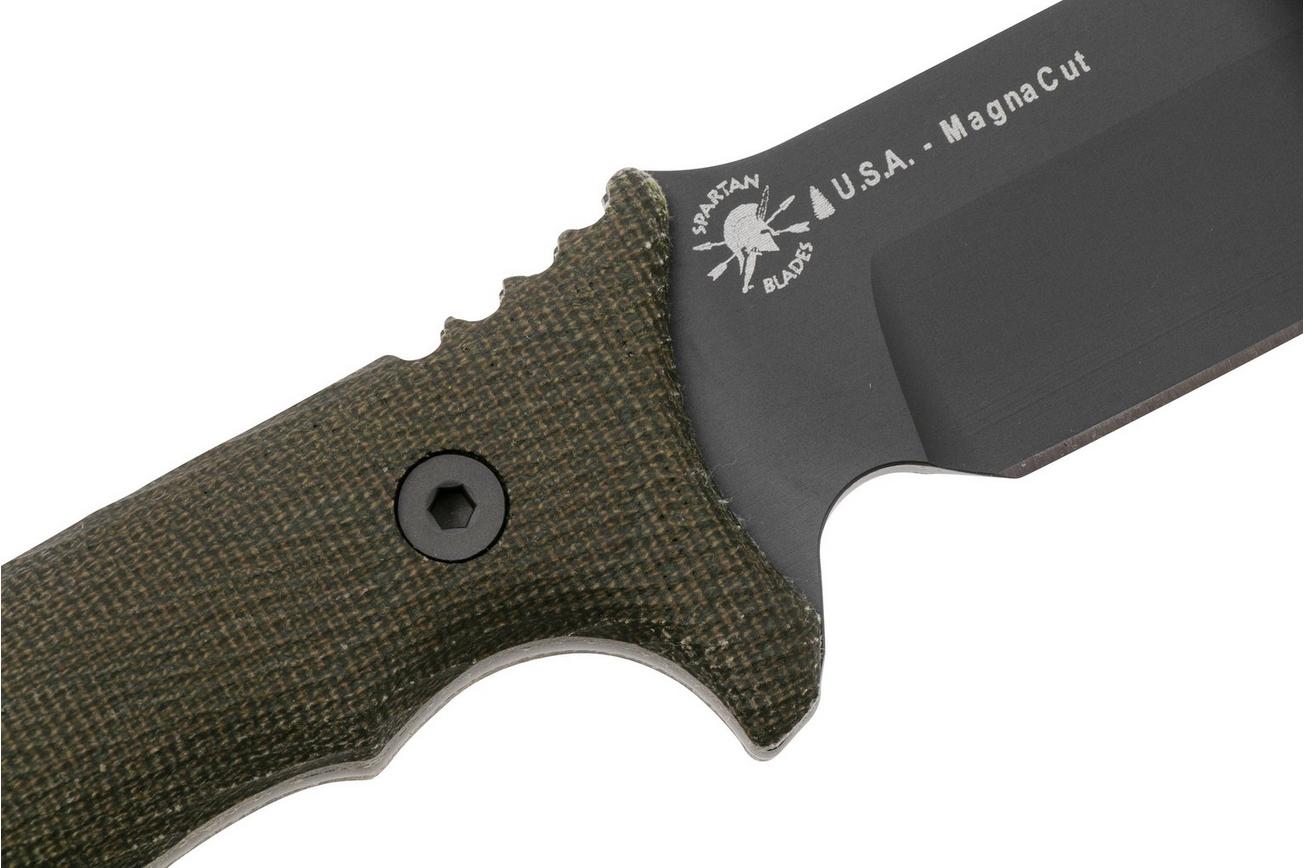 Spartan Blades Harsey Difensa SB19BKGRKYBK Black, Green Micarta, survivalmes, kydex schede