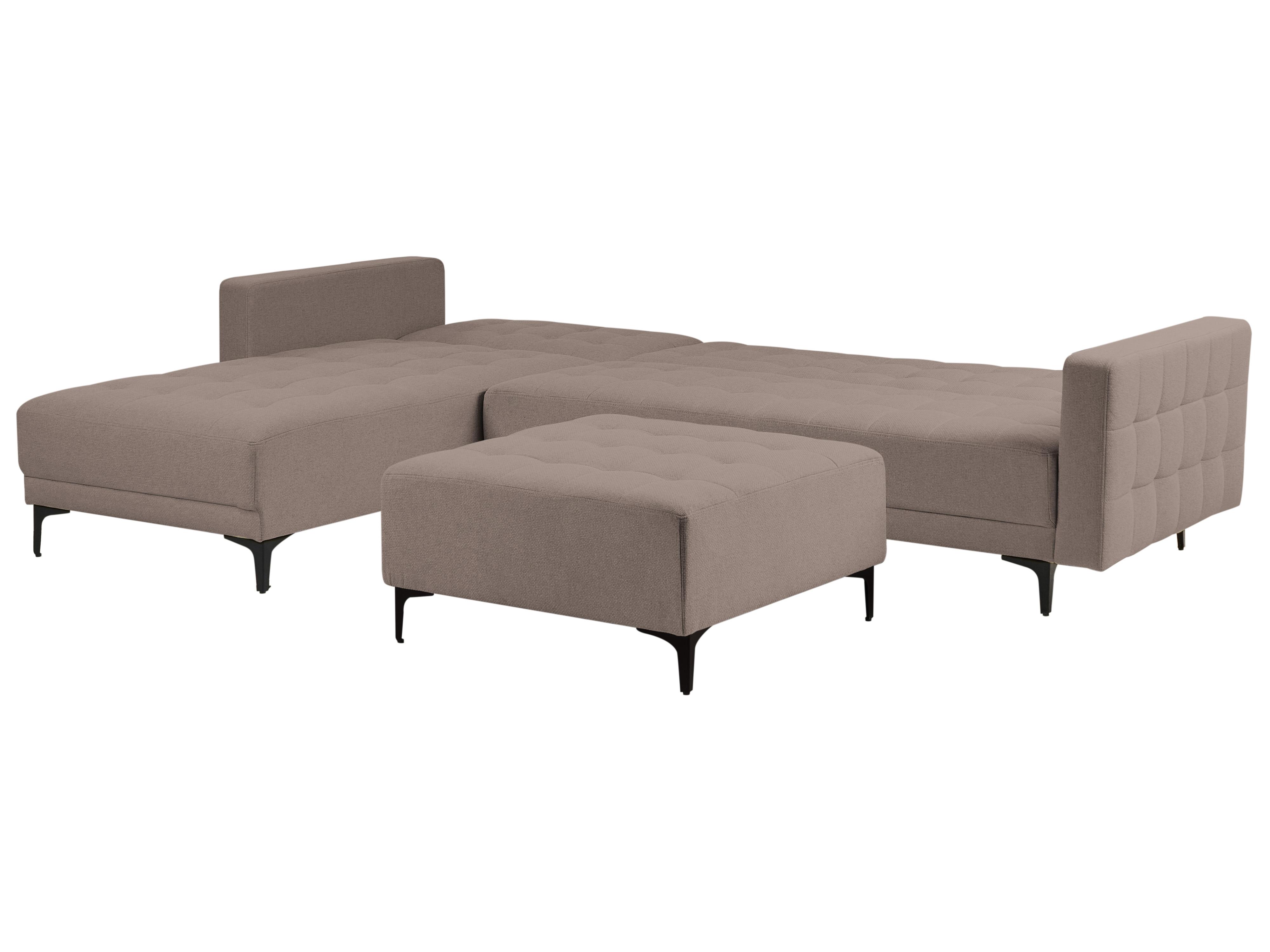 Modulaire hoekslaapbank 4-zits ABERDEEN Stof Taupe met ottomaan rechtszijdig