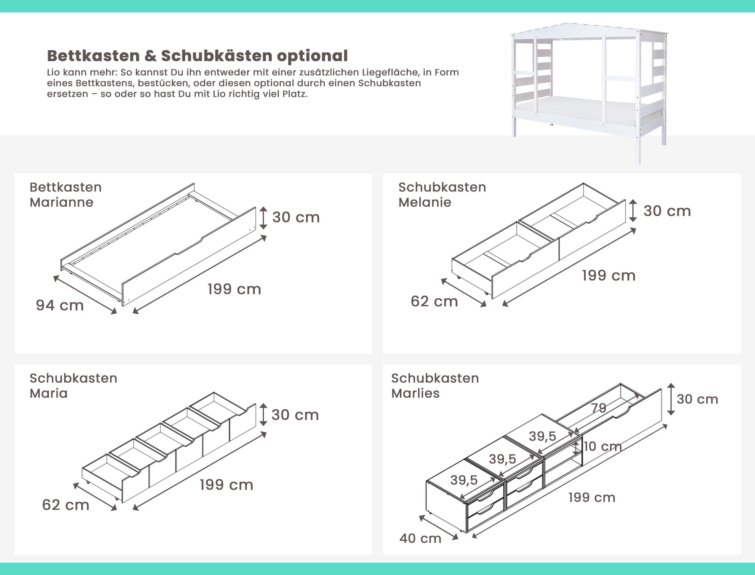 Ticaa Hausbett mit Bettkasten 