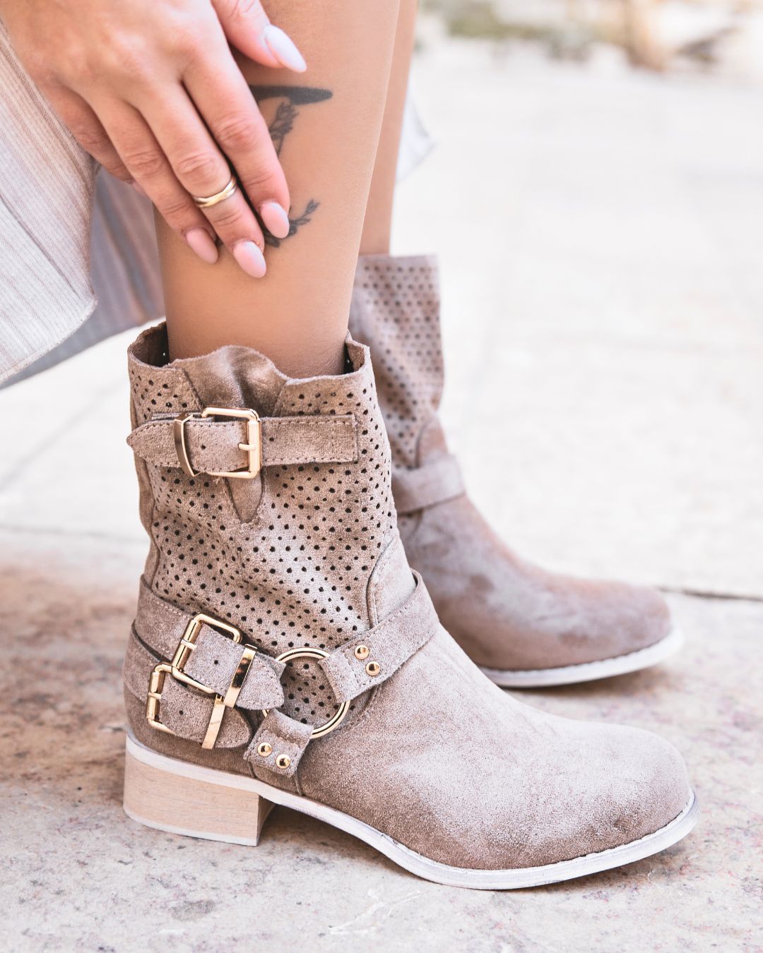 Bottines femme taupe à talon - Livia