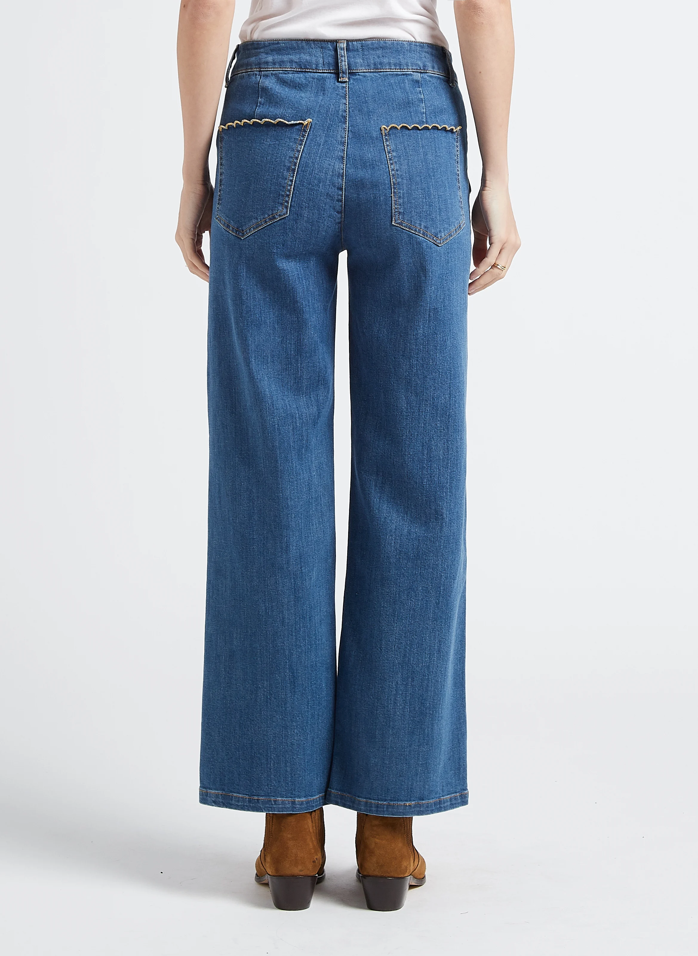 Pantalon droit aspect jean en coton biologique mélangé| Jean Stone