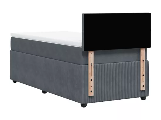 Sommier à lattes de lit et matelas Gris foncé 90x190 cm Velours