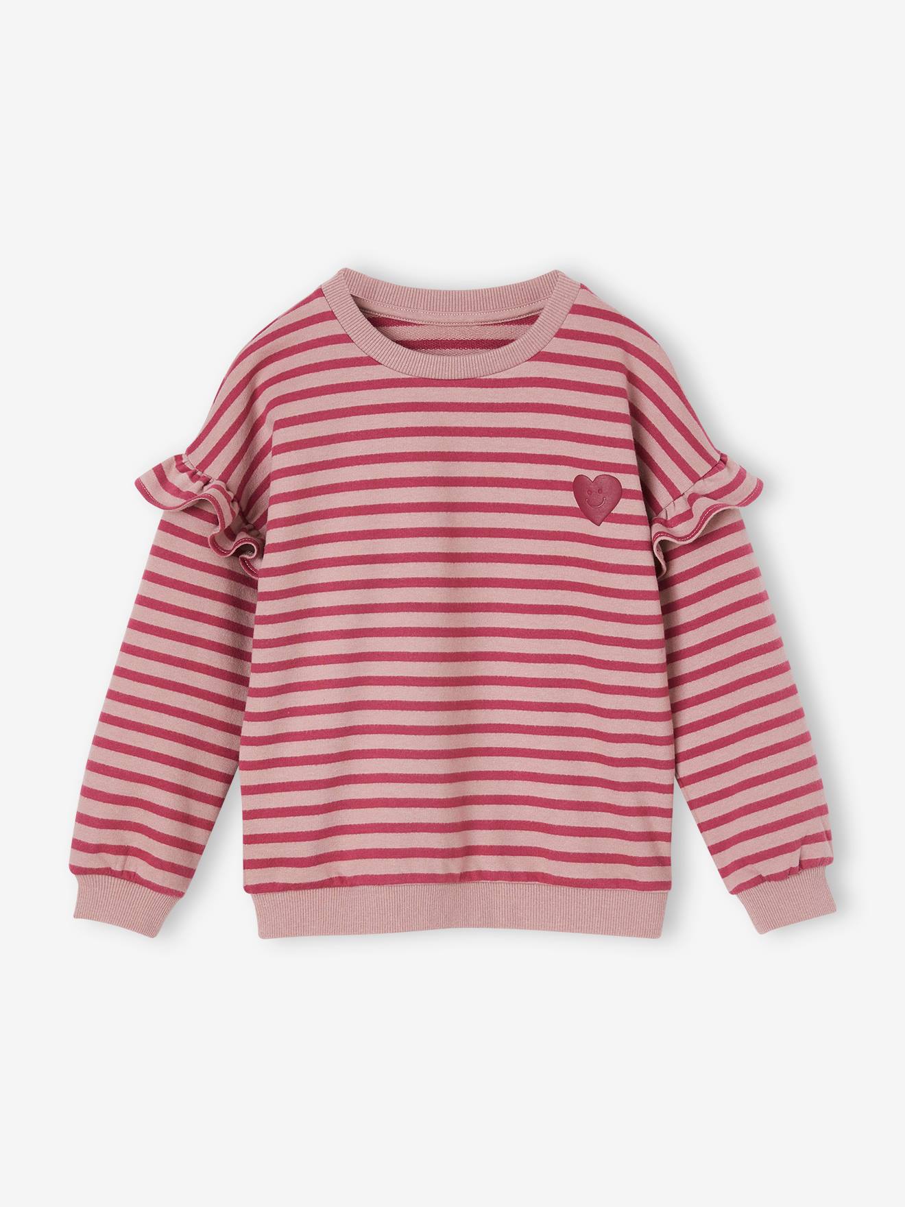 Blusa de moletom estilo marinheiro com mangas bufantes para meninas, listras verdes