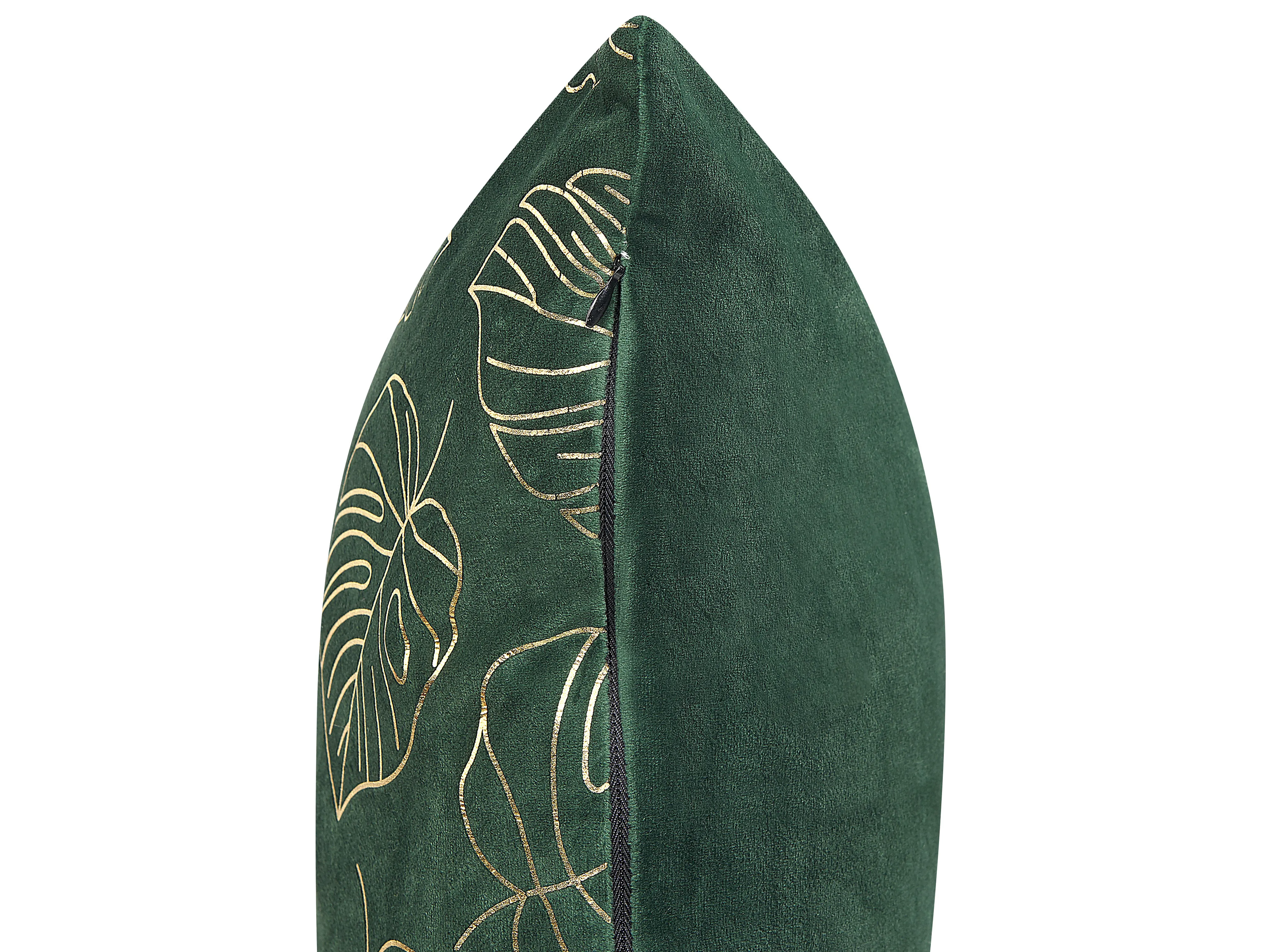 Set van 2 sierkussens DELICIOSA Fluweel 45 x 45 cm Donkergroen bladpatroon