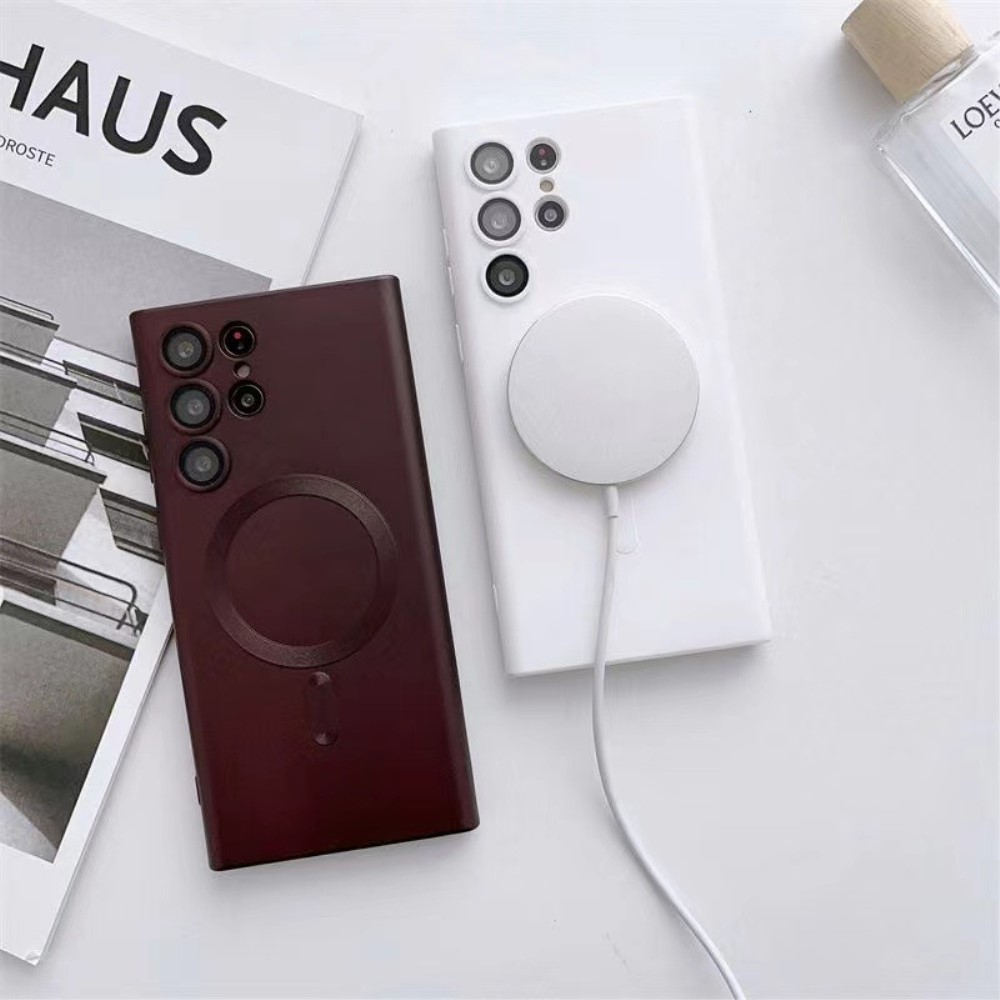 Samsung Galaxy S24 Ultra Silikon Case Hülle mit MagSafe-Modul   Kameraglasschutz - Weiss