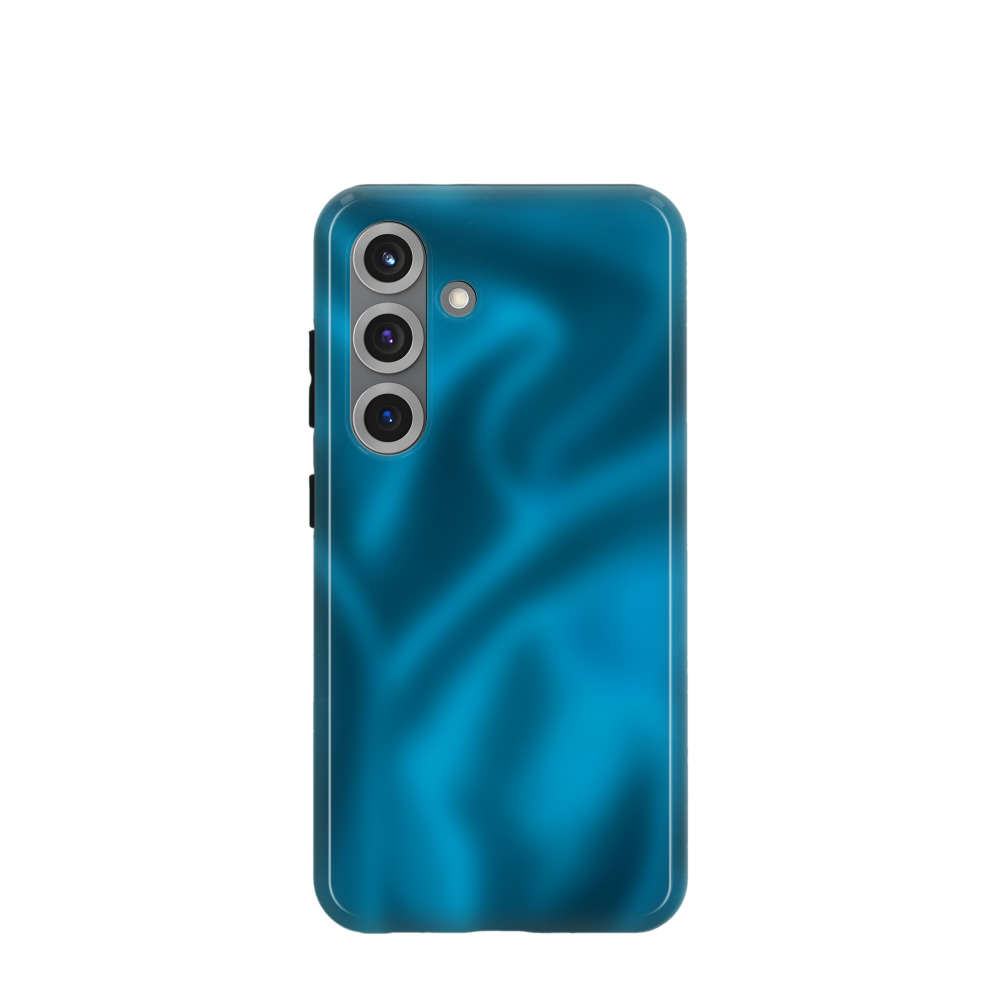 Samsung Galaxy S25 Hybrid (Kunststoff / Gummi) Hülle Seidenglanz 2 - Blau