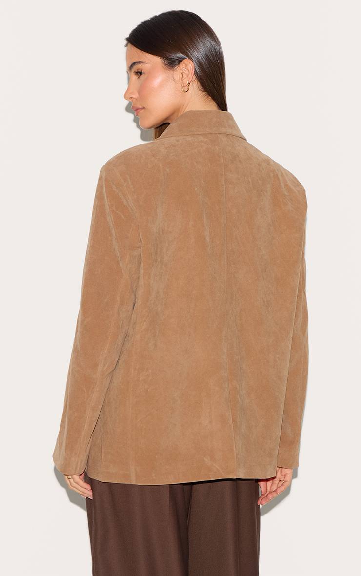 Marron Blazer Long En Synthétique
