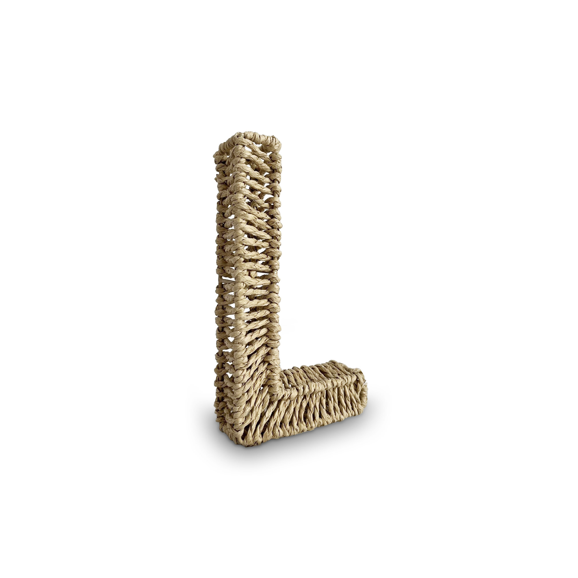 Buchstabe 'L' aus Papiergeflecht, braun, H 20,5 cm, B 12,5 cm, L 3,5 cm von fischer's lagerhaus