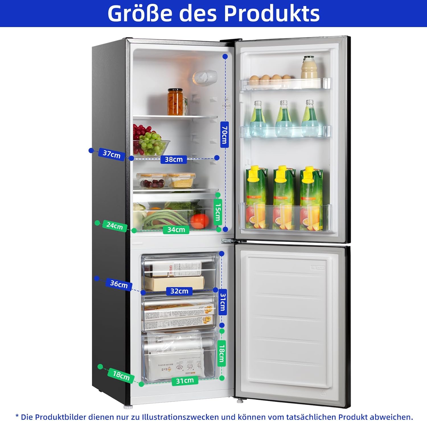 CHIQ Kühlschrank mit Gefrierfach 157L, Kühl-Gefrierkombination leise, Low-frost, 144 cm Hoch, 47 cm Breit, Kühlkapazität: 109L | Gefrierkapazität: 48L, for Eigentumswohnungen FBM157L42