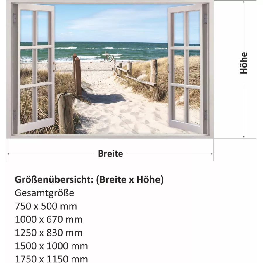 Nikima Wandtattoo 156 Fenster - Weg zum Ostseestrand in 5 vers. Größen bunt