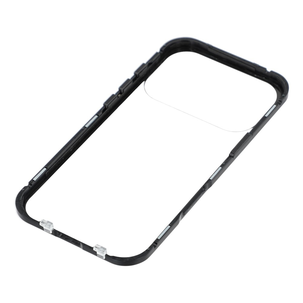 iPhone 17 Pro Magnetische Alu Schutzhülle mit Panzer Glas Backcover   Displayschutz (Magnet-Technologie) - Schwarz