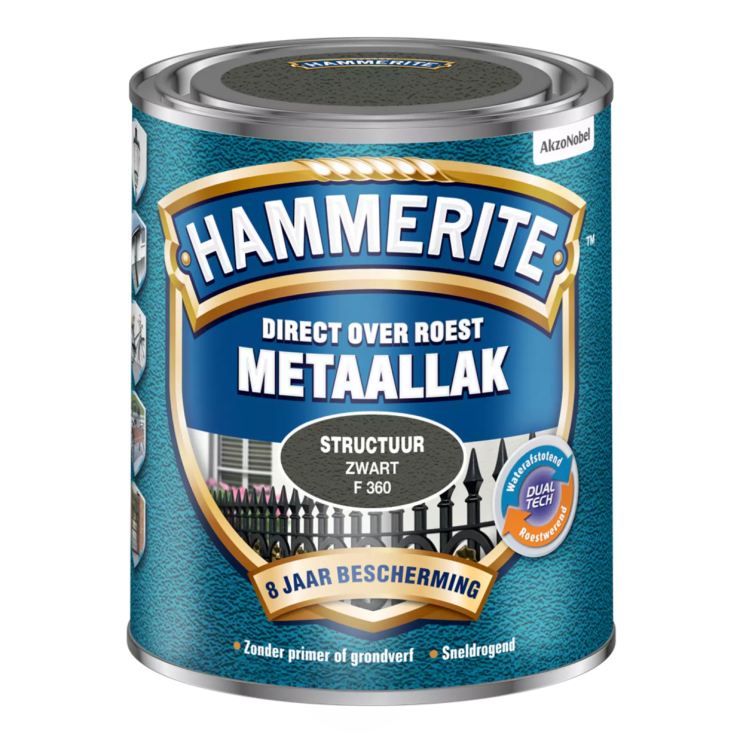 Hammerite Metaallak Structuur - Direct over roest - Zwart - 0,75L