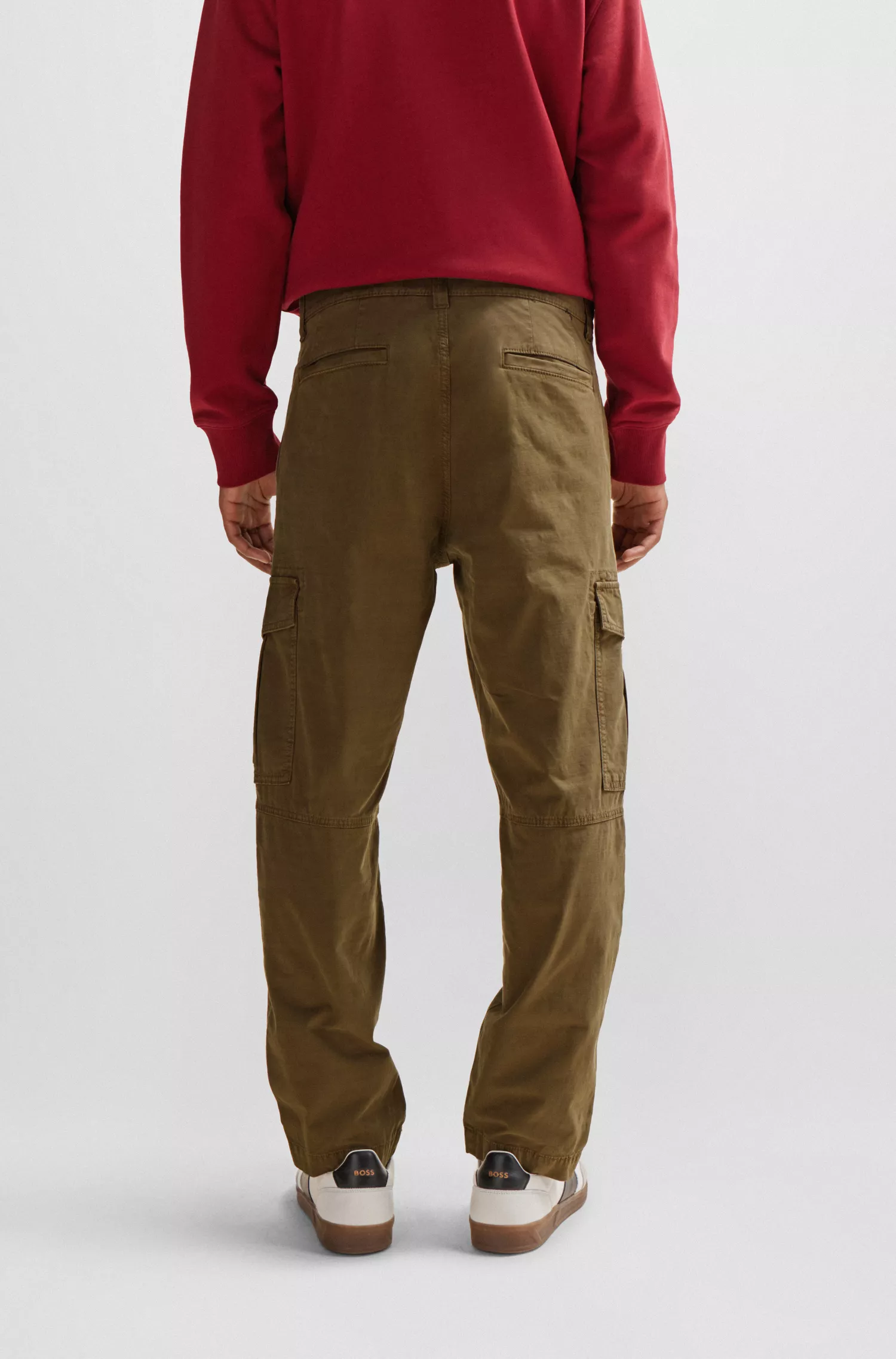 Calça cargo BOSS laranja em algodão stretch com etiqueta de logotipo