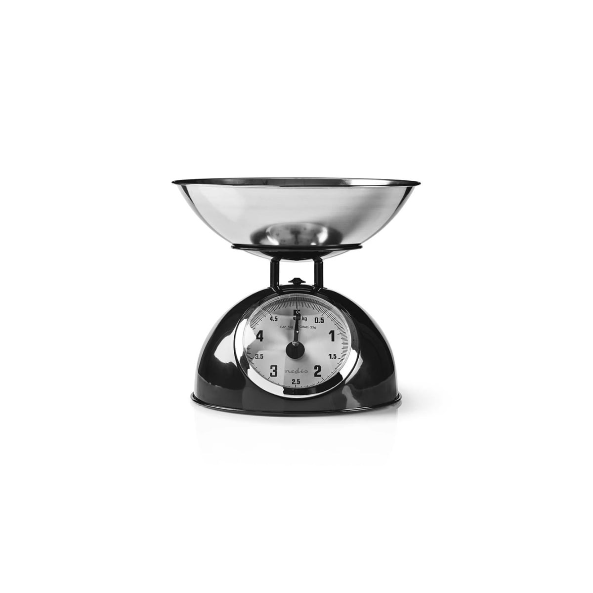 Nedis Kjøkken Scales | Analog | Rustfritt Stål | Avtakbar bolle | Sort