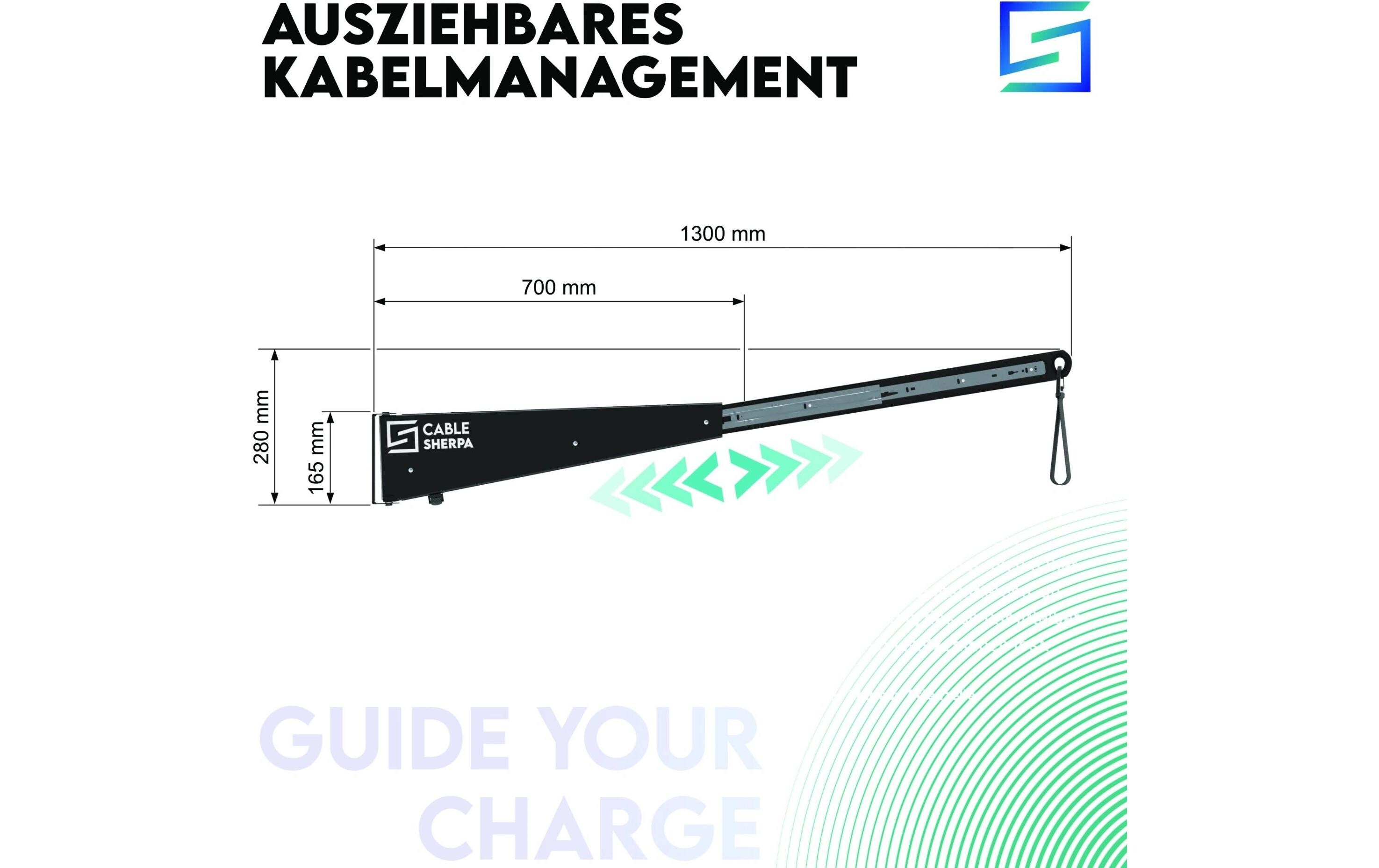 Kabelhalter Cable-Sherpa, Schwarz<br>Ausziehbares Kabelmanagementsystem für E-Ladekabel