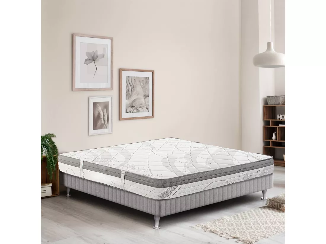 Matelas ZORA, réversible 180x200 cm, en mousse mémoire de forme, ferme, indépendance du couchage, avec face été/hiver, épaisseur 26cm