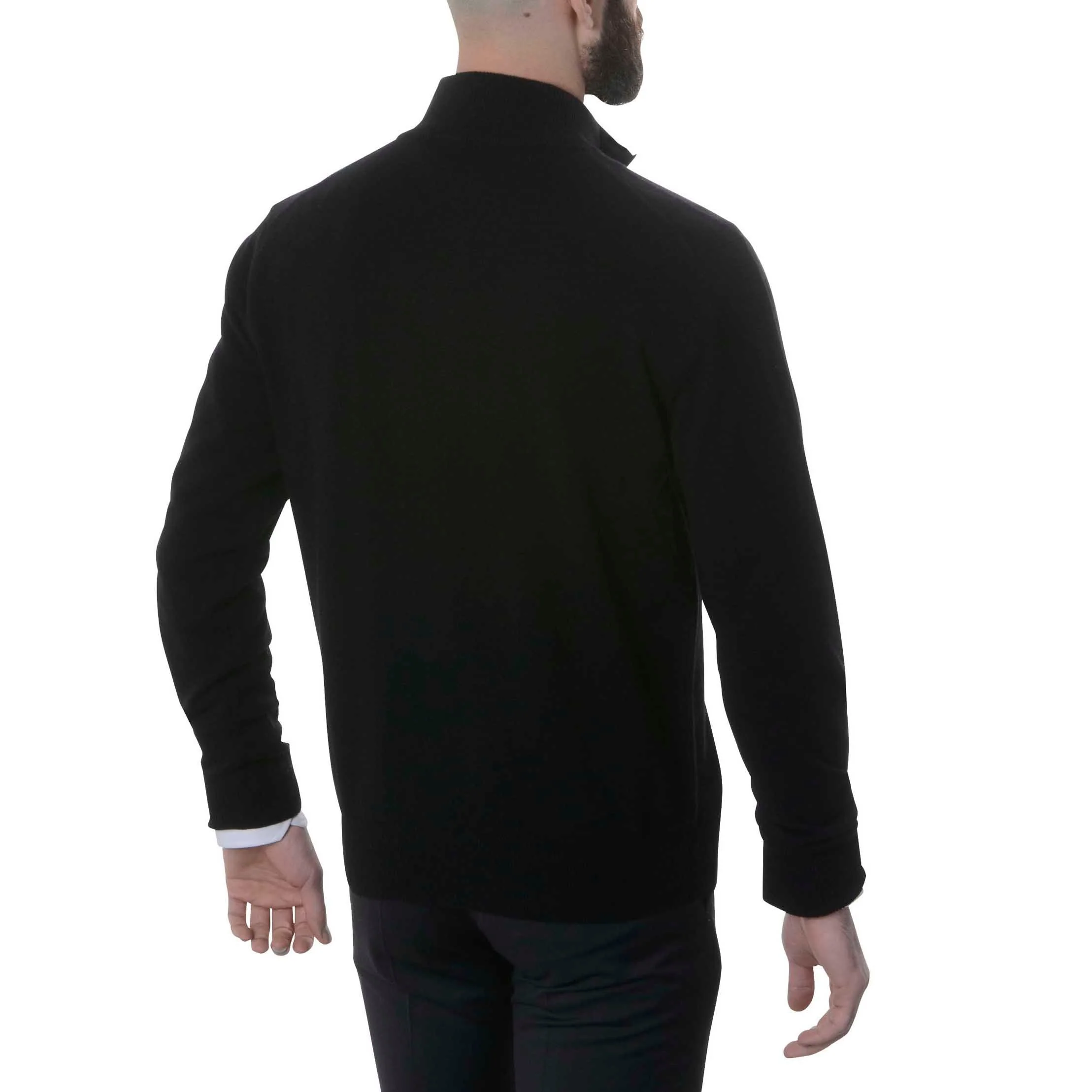 Pull 100% cachemire au col zip bicolore noir / gris