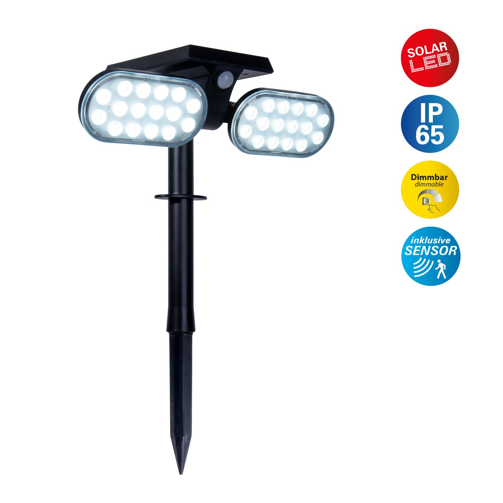 LED-Solarstrahler PACO - schwarz - 31,9 cm hoch