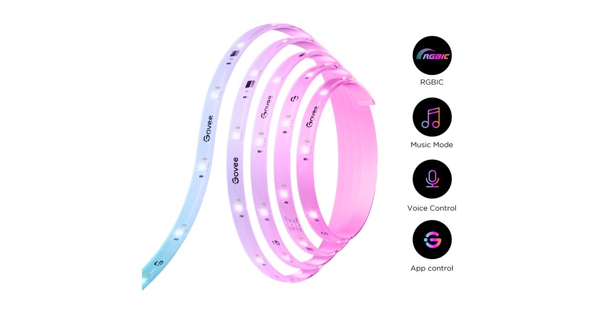 GoveeStrip Light S Segmented Colour Control ledstrip  (10 meter, 2,4GHz wifi, Bluetooth)