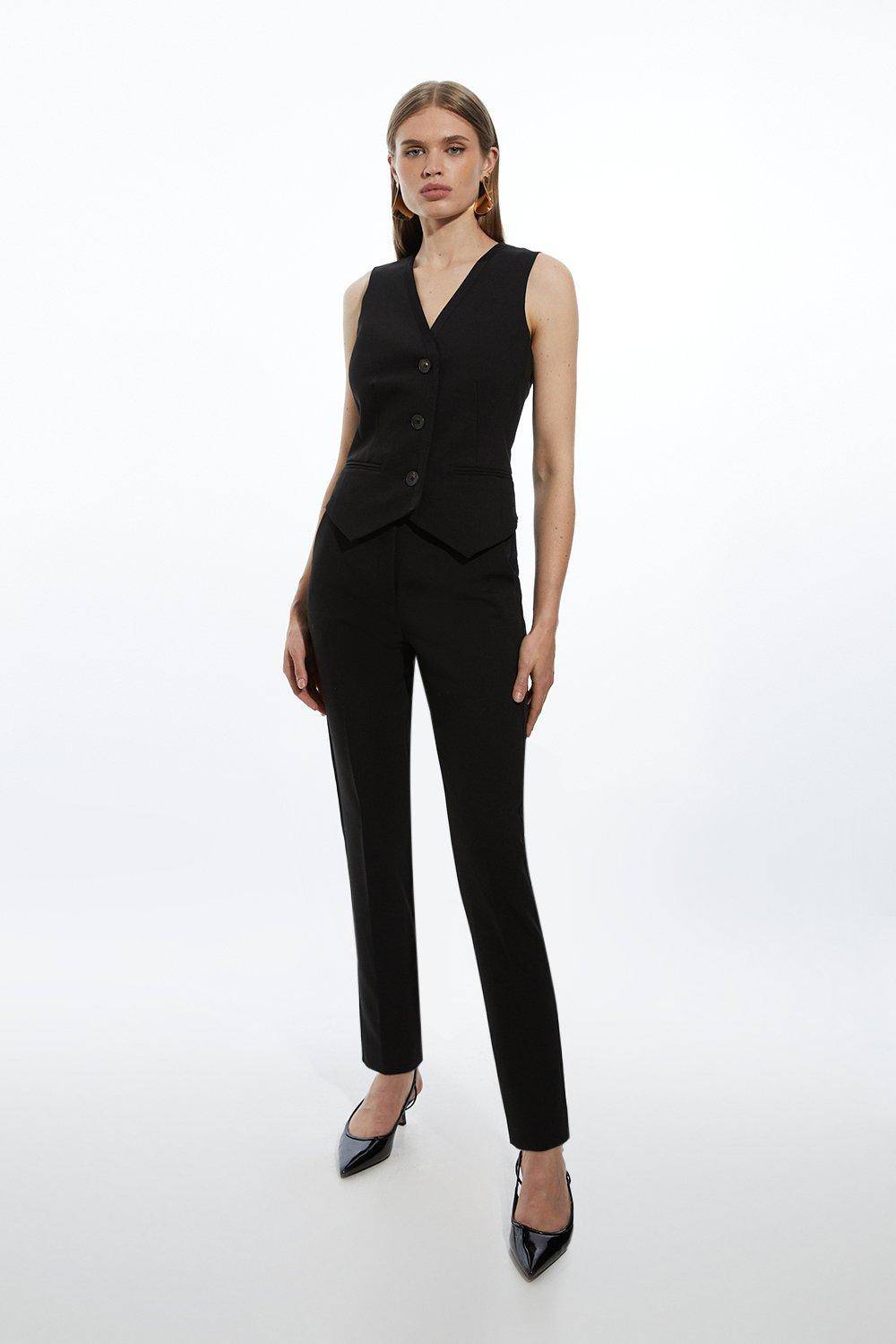KarenMillen Gilet ajusté pour grande taille avec finitions nets et bordure en gros-grain