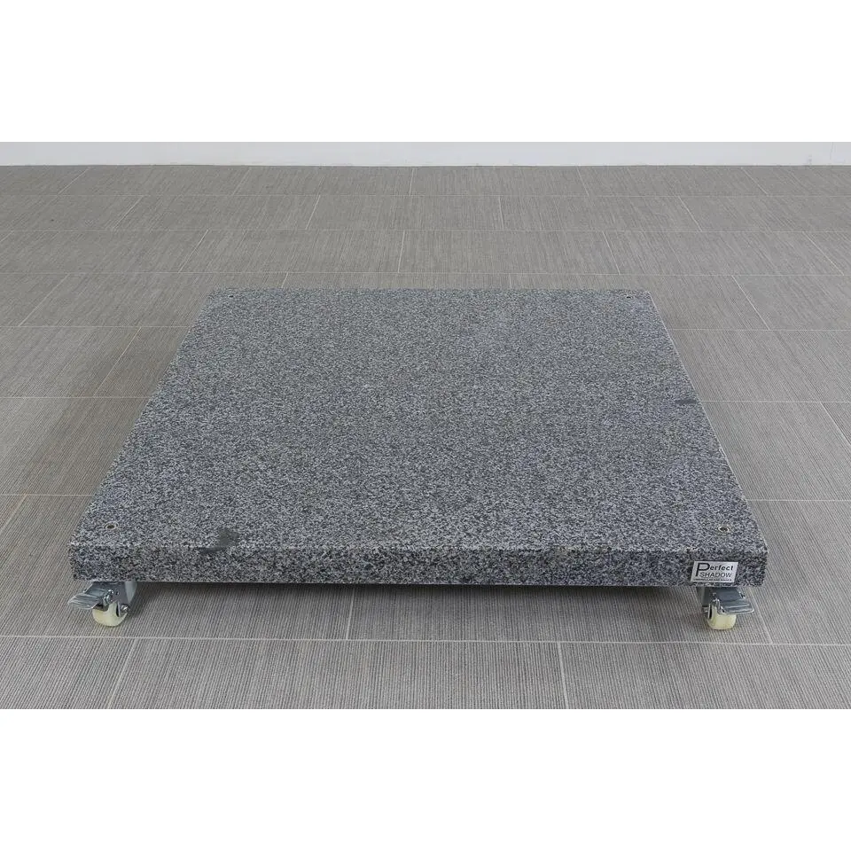 4-Seasons zweefparasol Siesta Premium 3x3 m. - woodlook/charcoal   voet en hoes