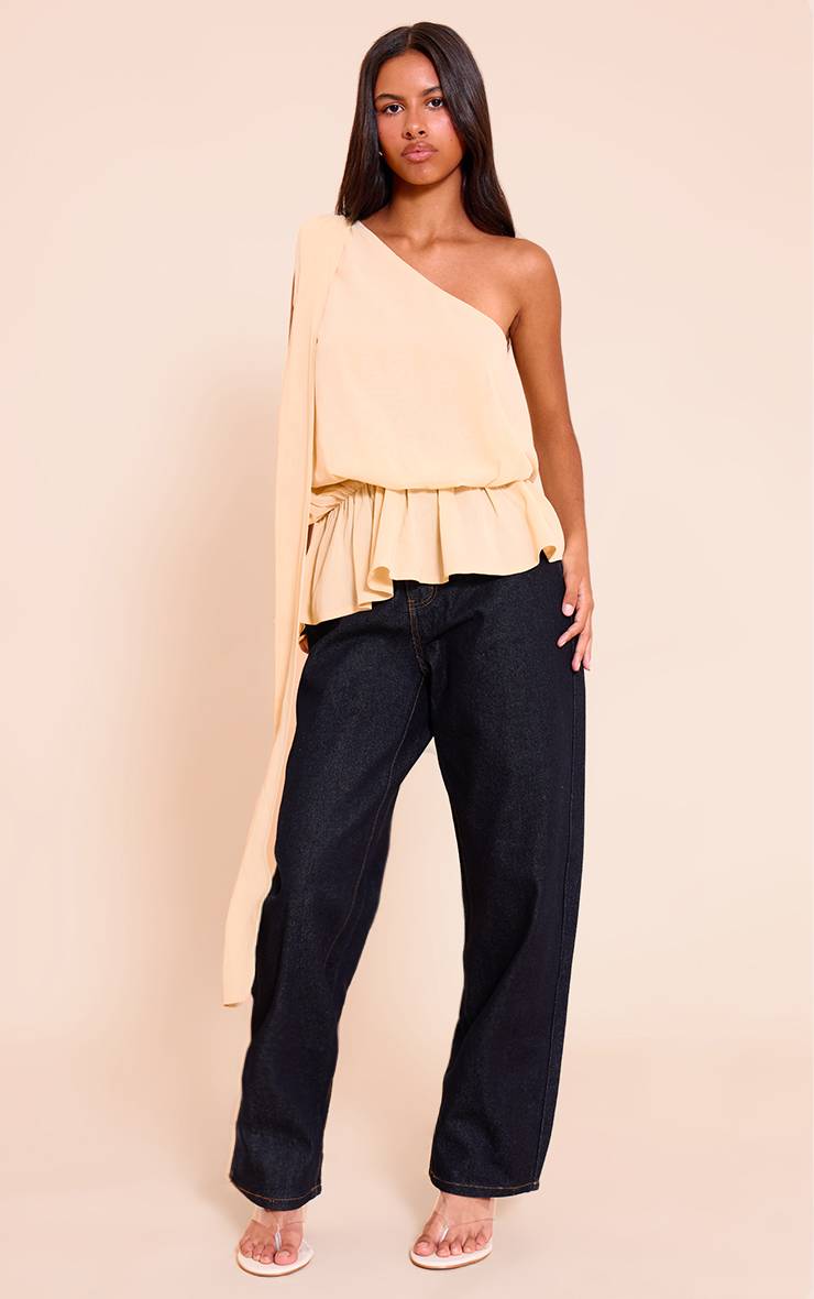 Amande Top Long Fluide Froncé Asymétrique Transparent Petite Taille