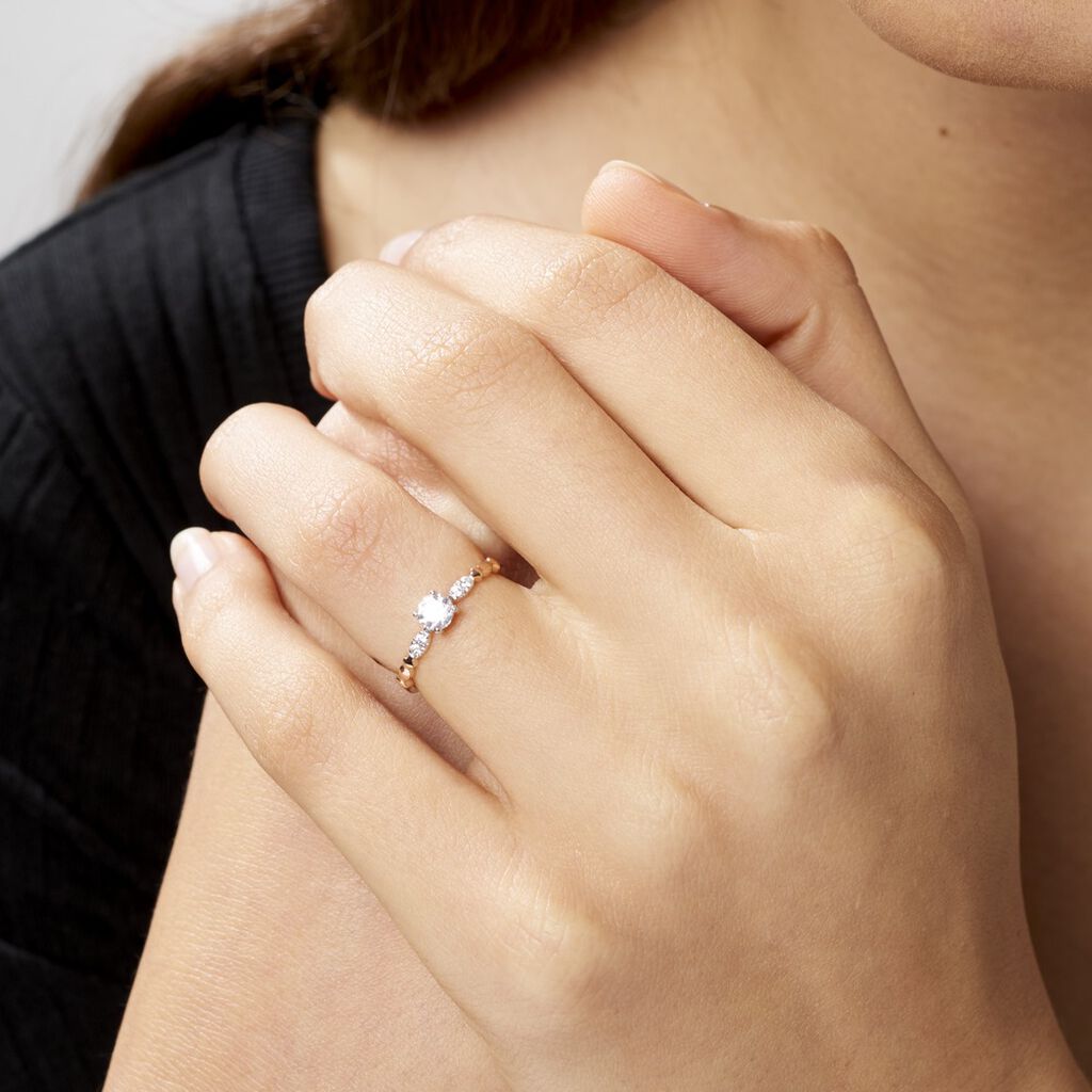 Bague Norhen Or Rose Oxyde De Zirconium
