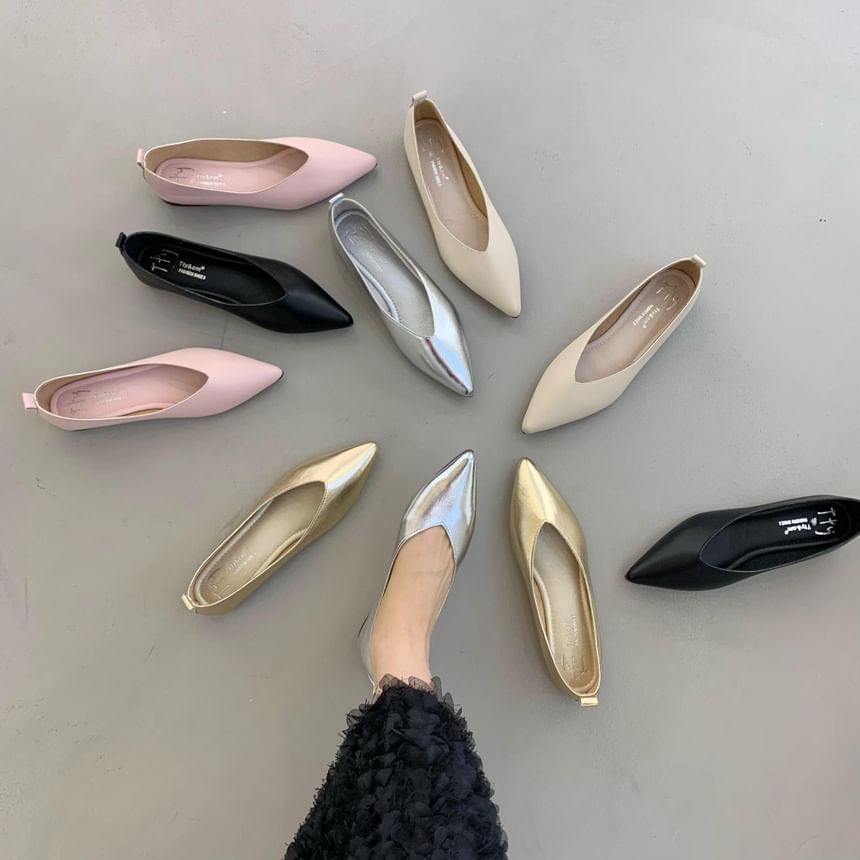Anran - Kunstleren platte schoenen met puntige neus