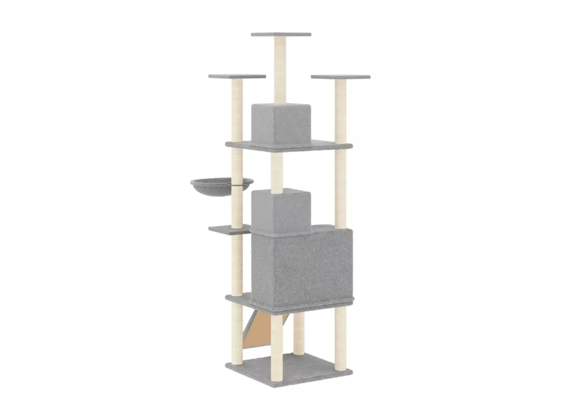 Arbre à chat avec griffoirs en sisal Gris clair 175 cm