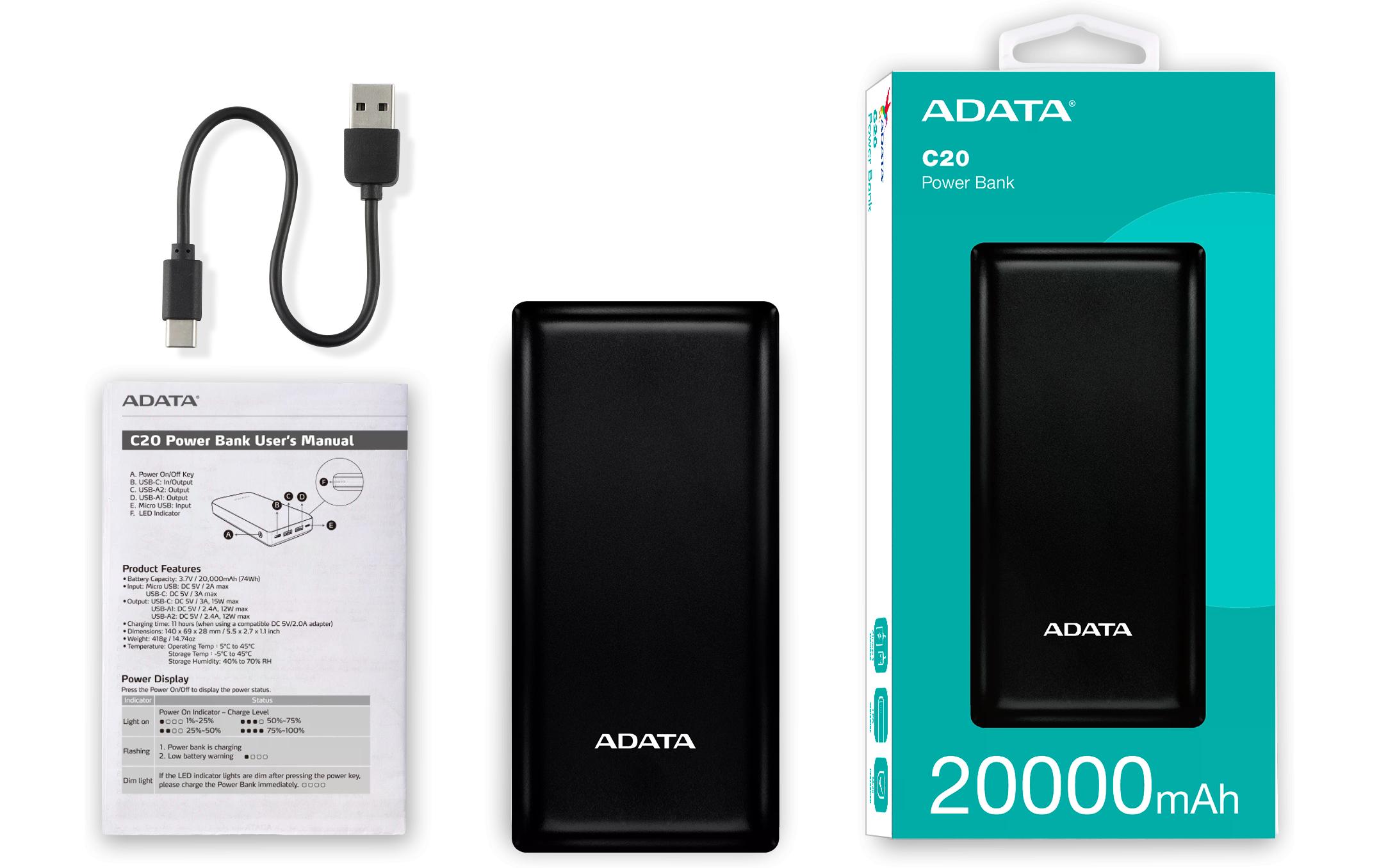 Powerbank C20 12600 mAhStarke Power Bank für gleichzeitiges Laden von 3 Geräten