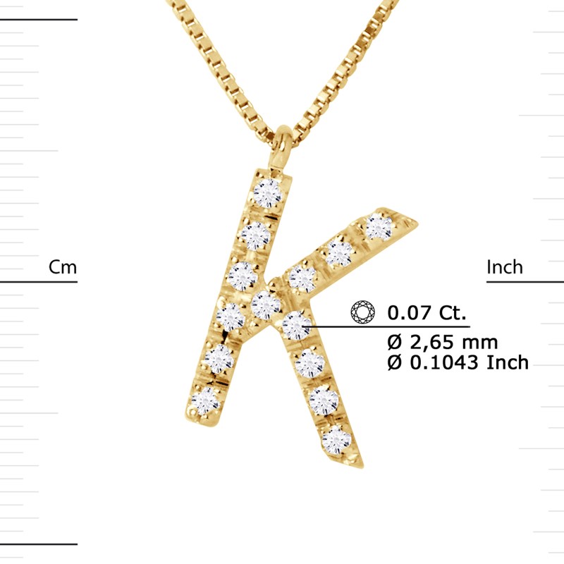 Collier ALPHABET Diamants 0,07 Cts  LETTRE 