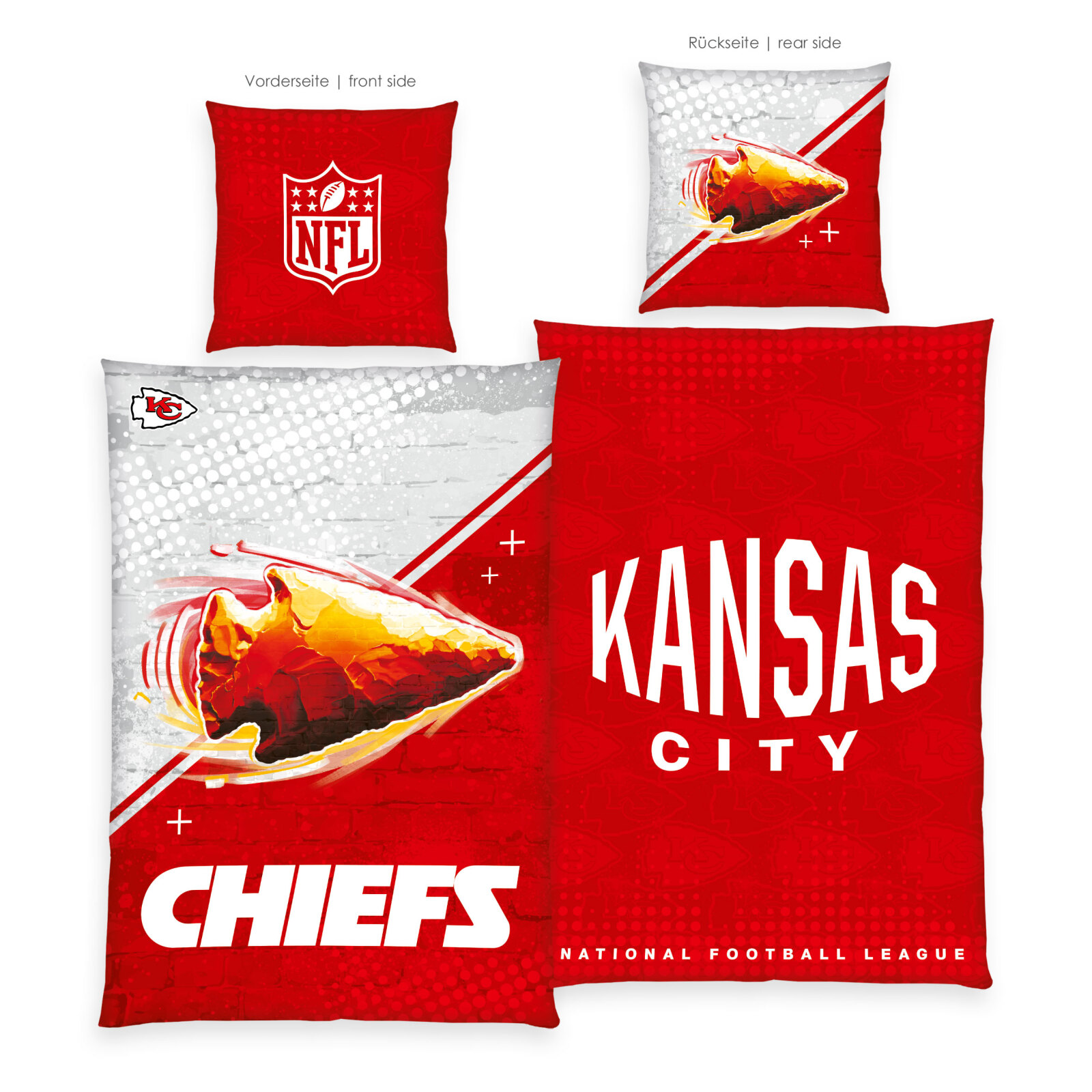 Renforcé-Bettwäsche NFL CHIEFS - rot-weiß - 135x200 cm