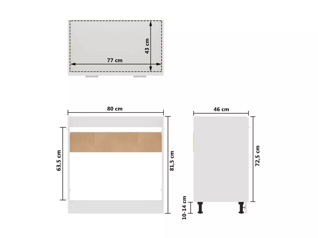 Meuble de cuisine sous évier Blanc brillant 80x46x81,5